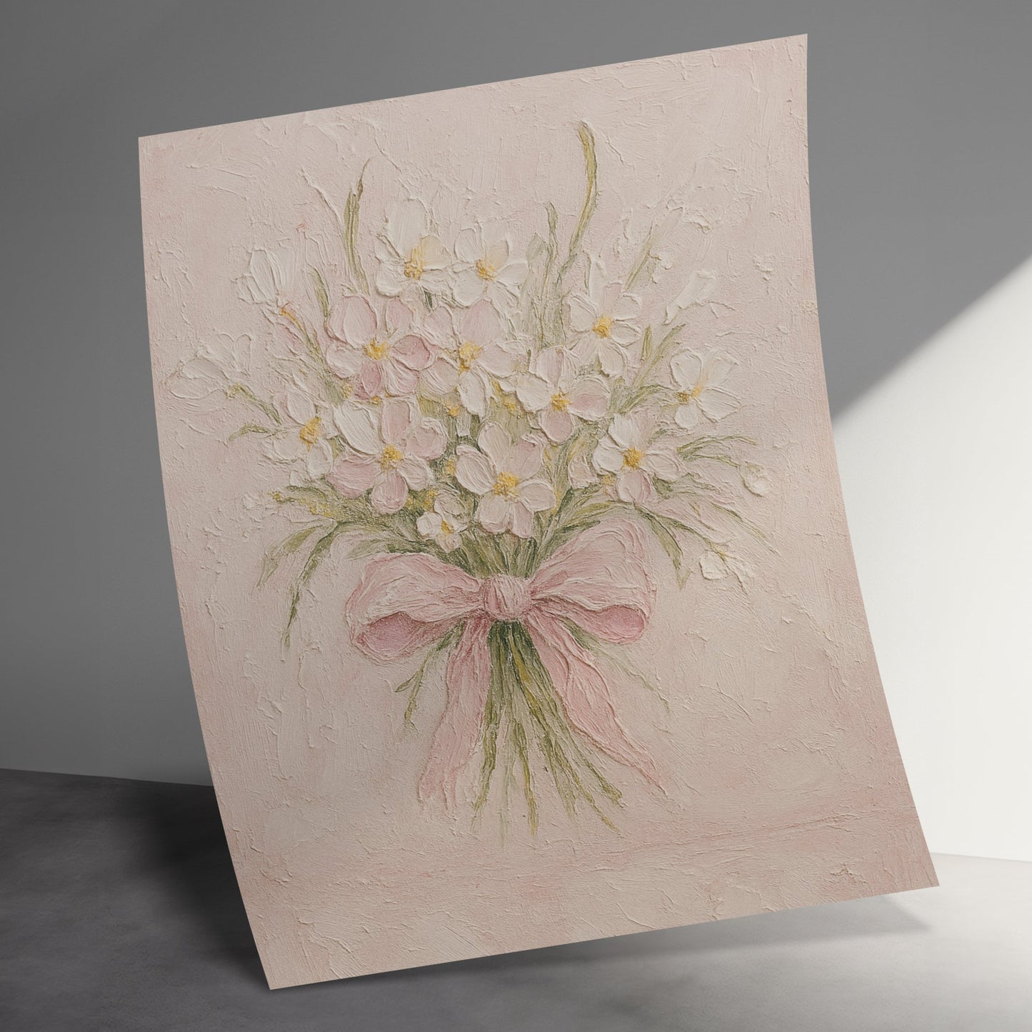 Textured Floral Canvas Art, Pink Bouquet Painting, Elegant Wall Decor, Gift Idea, Home Aesthetic