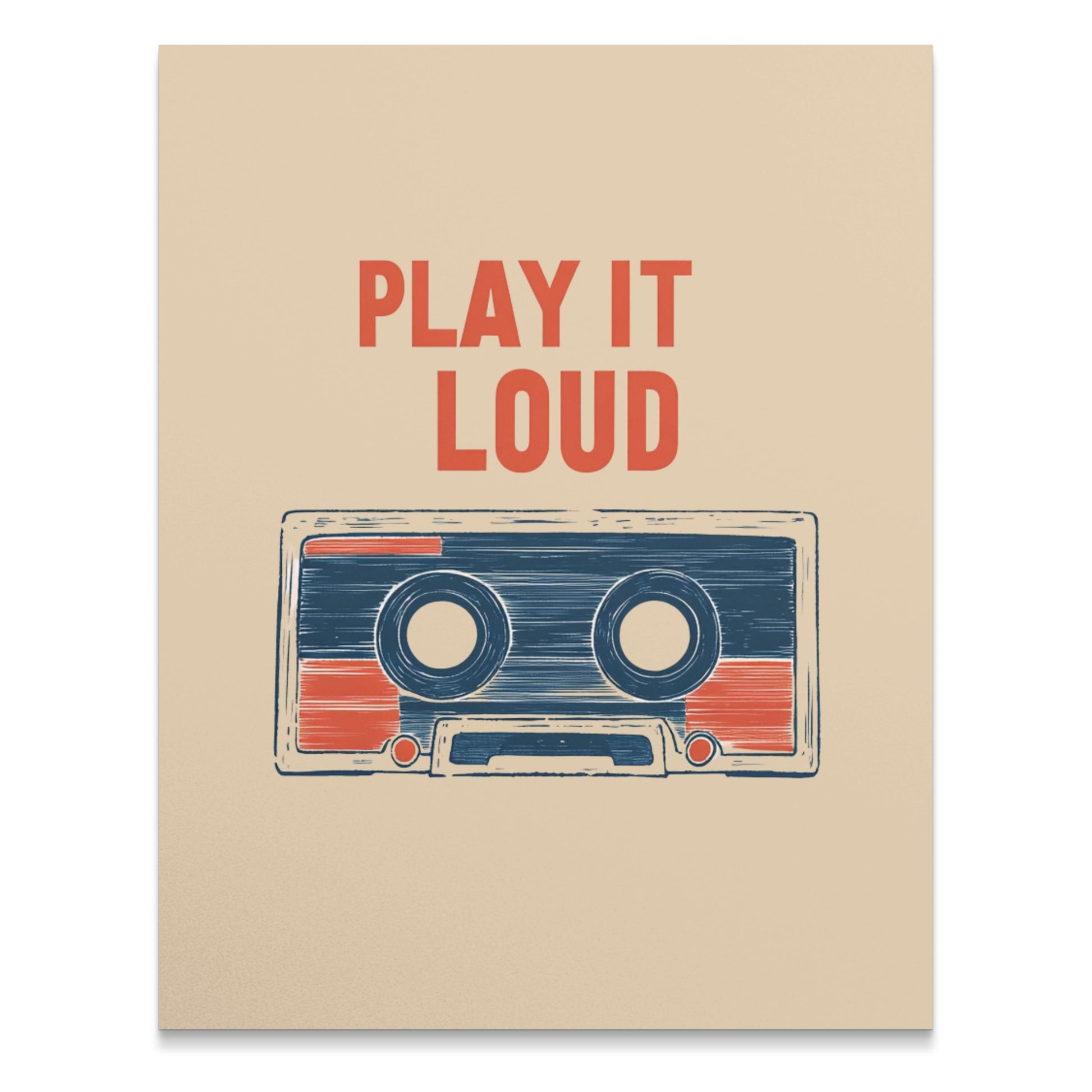 Retro Cassette Tape Poster, Play It Loud Vintage Music Wall Art, Colorful Home Decor, Unique Gift Idea for Music Lovers