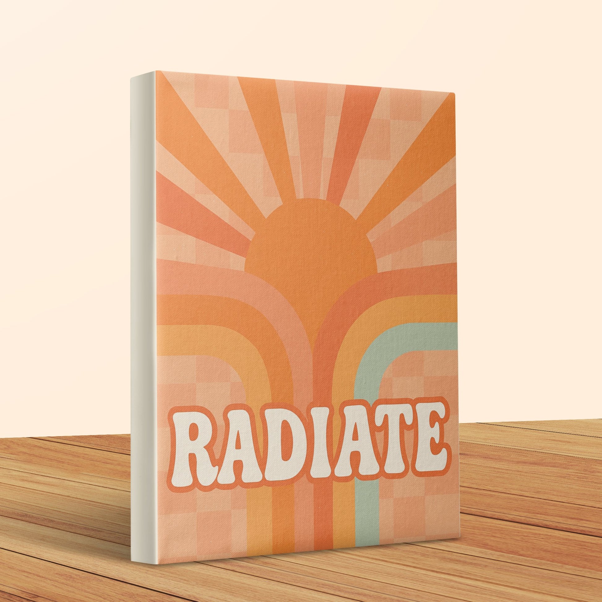 Retro Sunrise Radiate Art Print, Vintage Inspired Colorful Wall Decor, Abstract Sunrise Canvas for Home Office Decorations