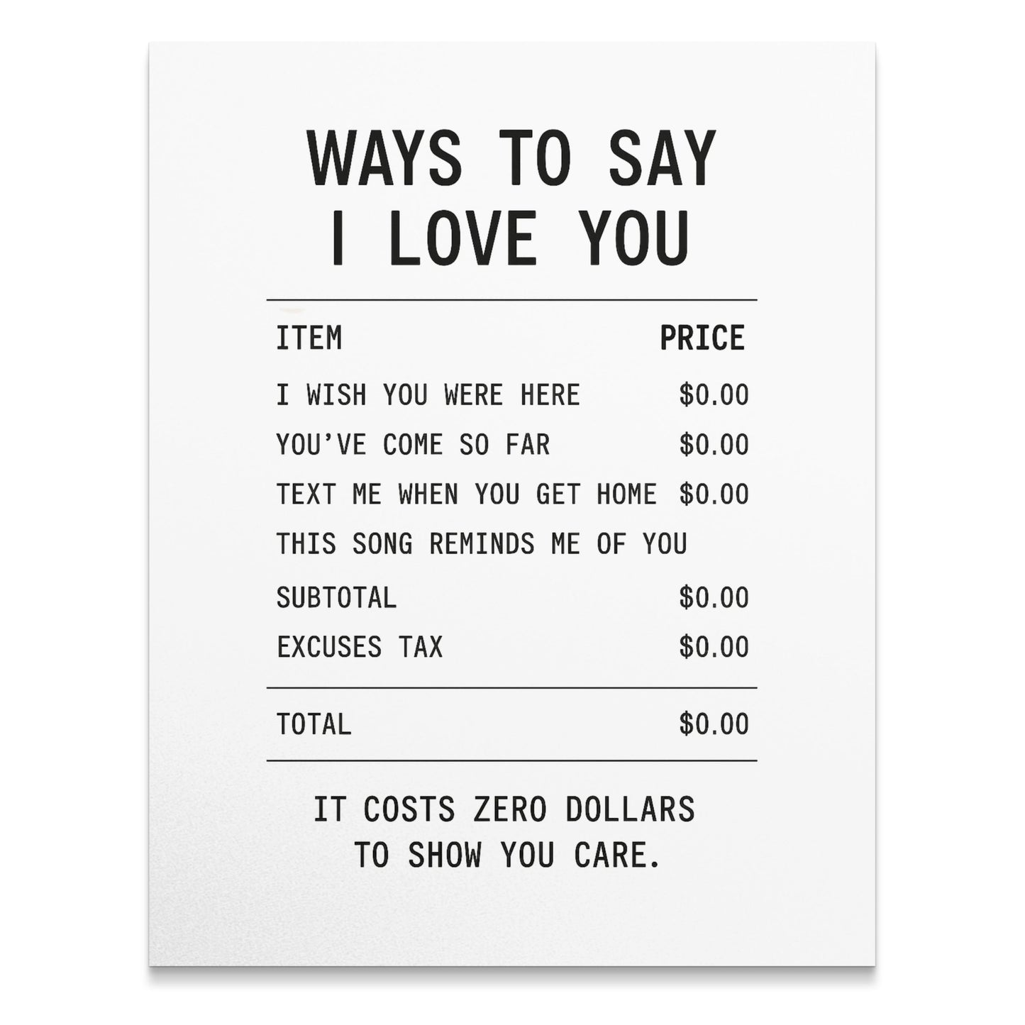 Romantic Wall Art Print, 'Ways to Say I Love You' Quote Poster, Home Decor Gift