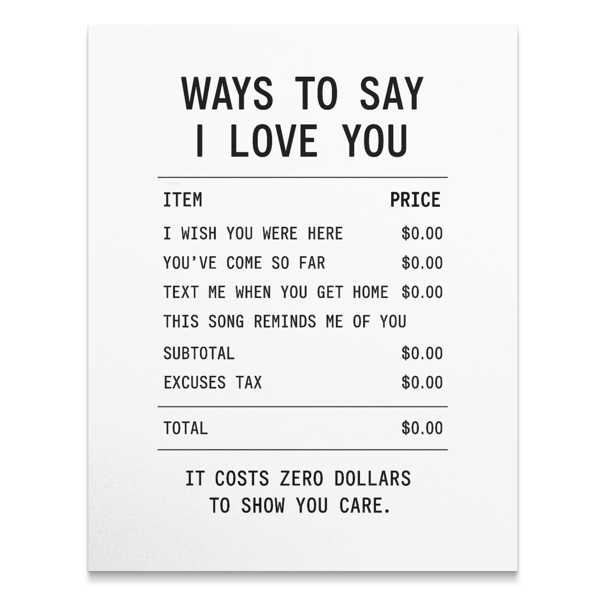 Romantic Wall Art Print, 'Ways to Say I Love You' Quote Poster, Home Decor Gift