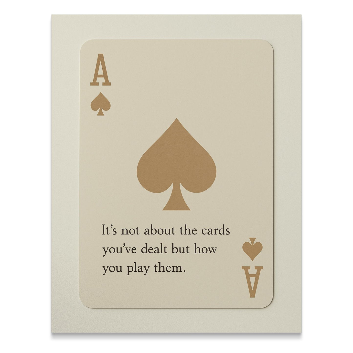 Ace of Spades Motivational Poster, Inspirational Quote Wall Art, Minimalist Office Decor, Modern Typography Print, Beige and Black