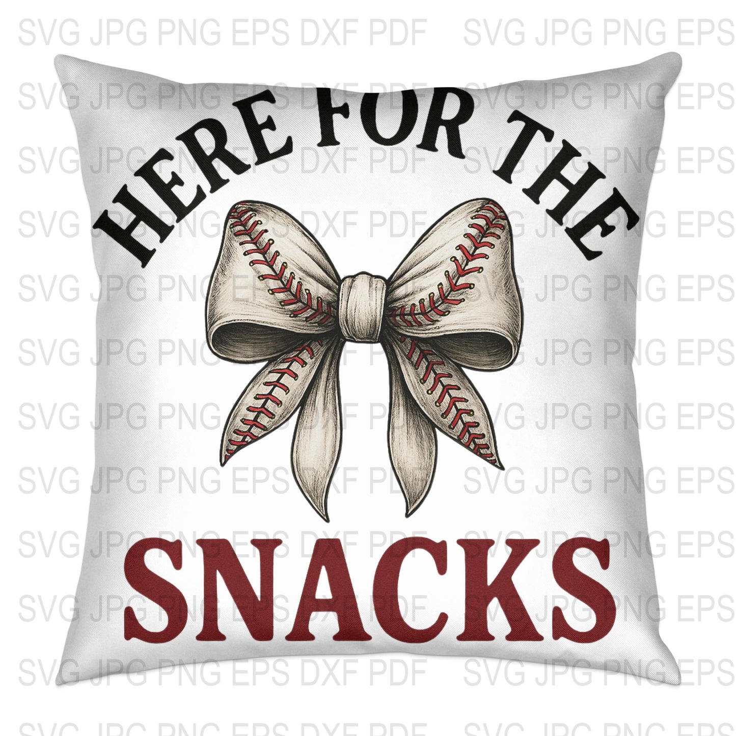 Baseball Themed Throw Pillow, 'Here for the Snacks' Design, Decorative Couch Cushion, Sports Fan Gift, Vintage Style