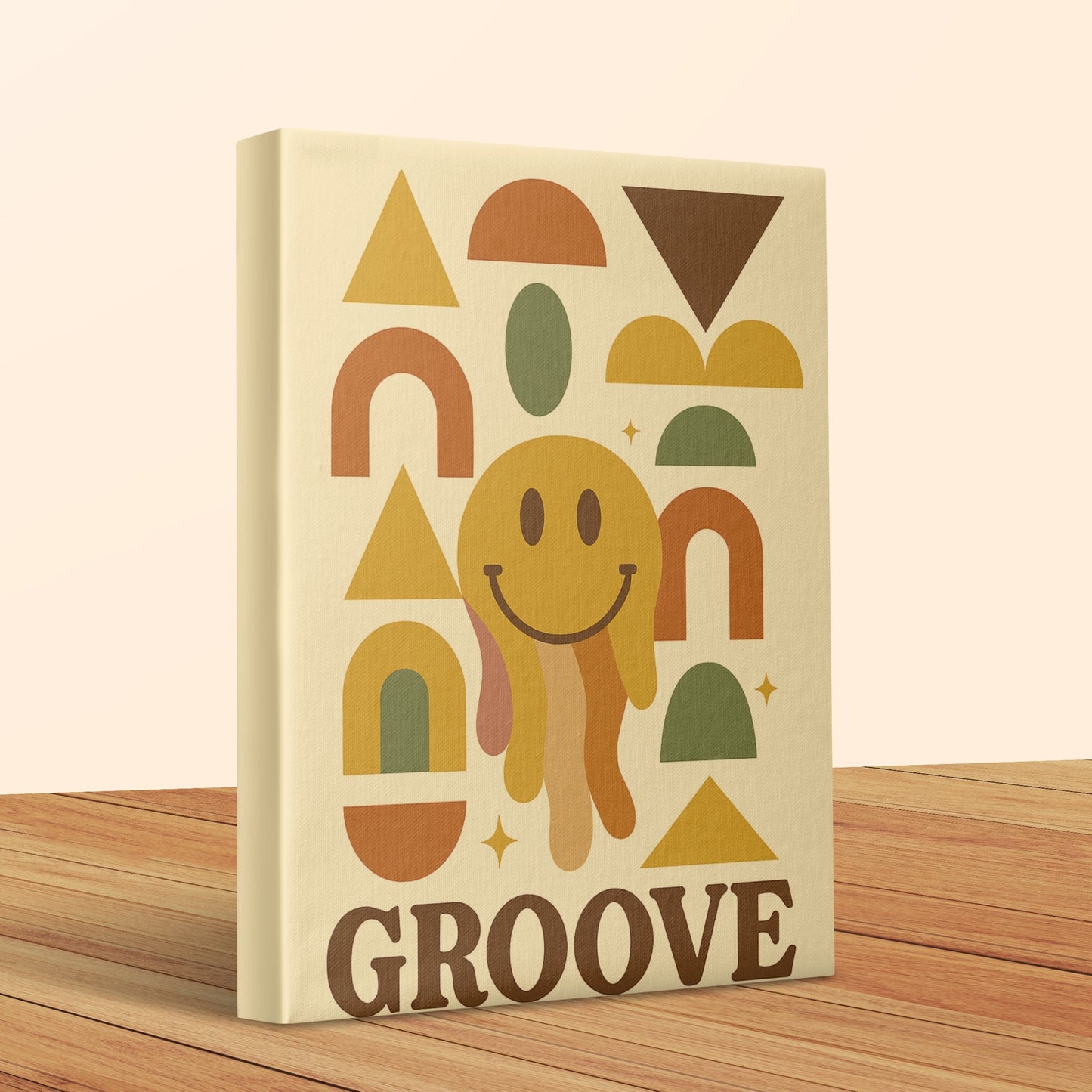 Colorful Abstract Art Book Cover Design, Smiling Face Pattern, Modern Home Decor Book