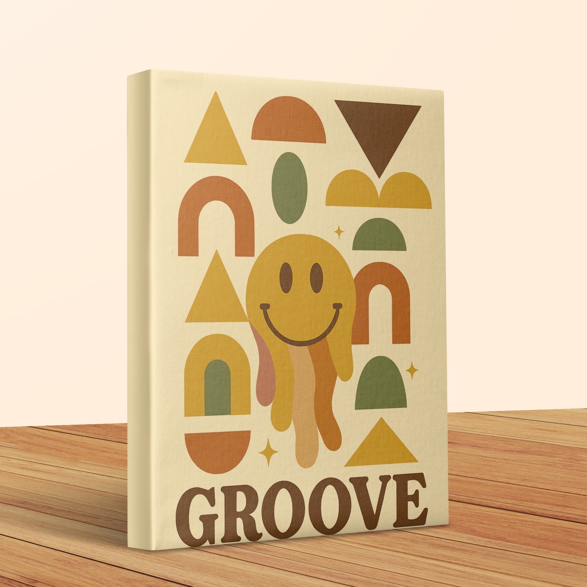 Colorful Abstract Art Book Cover Design, Smiling Face Pattern, Modern Home Decor Book