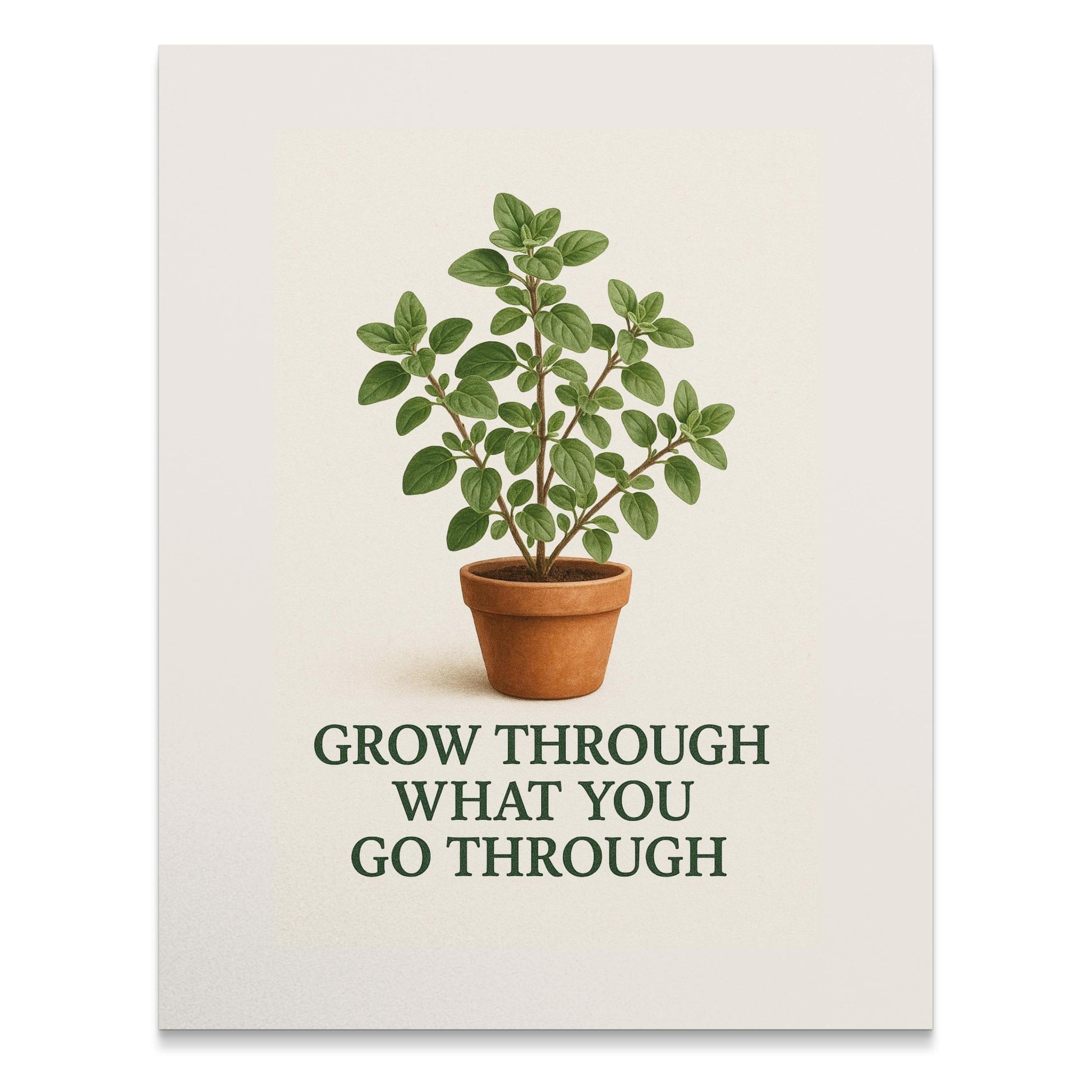 Inspirational Plant Poster, Grow Through What You Go Through, Botanical Art Print, Home Decor Wall Art, Gift Idea, Minimalist Design