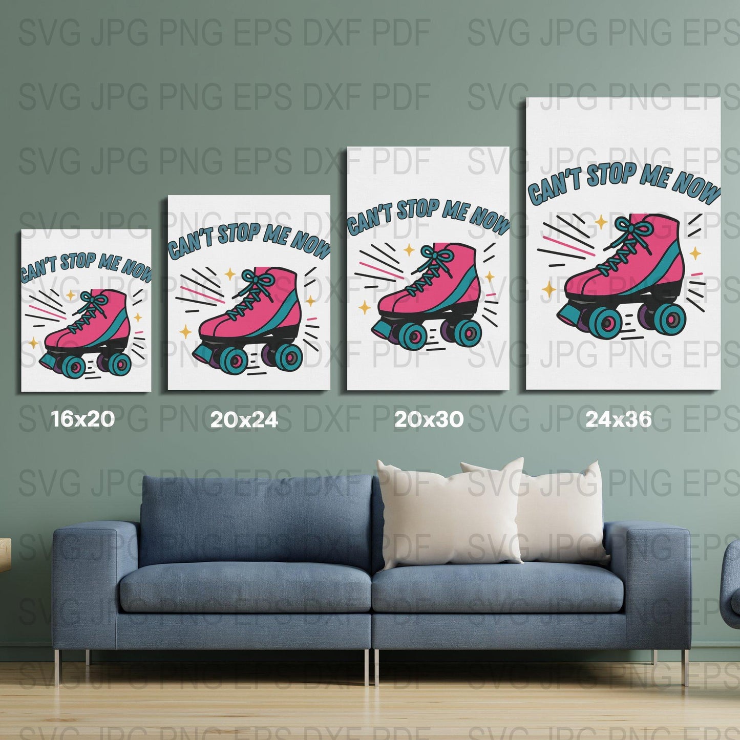 Retro Roller Skates Poster Prints, Colorful Wall Art, Set of 3 Canvas, Home Decor
