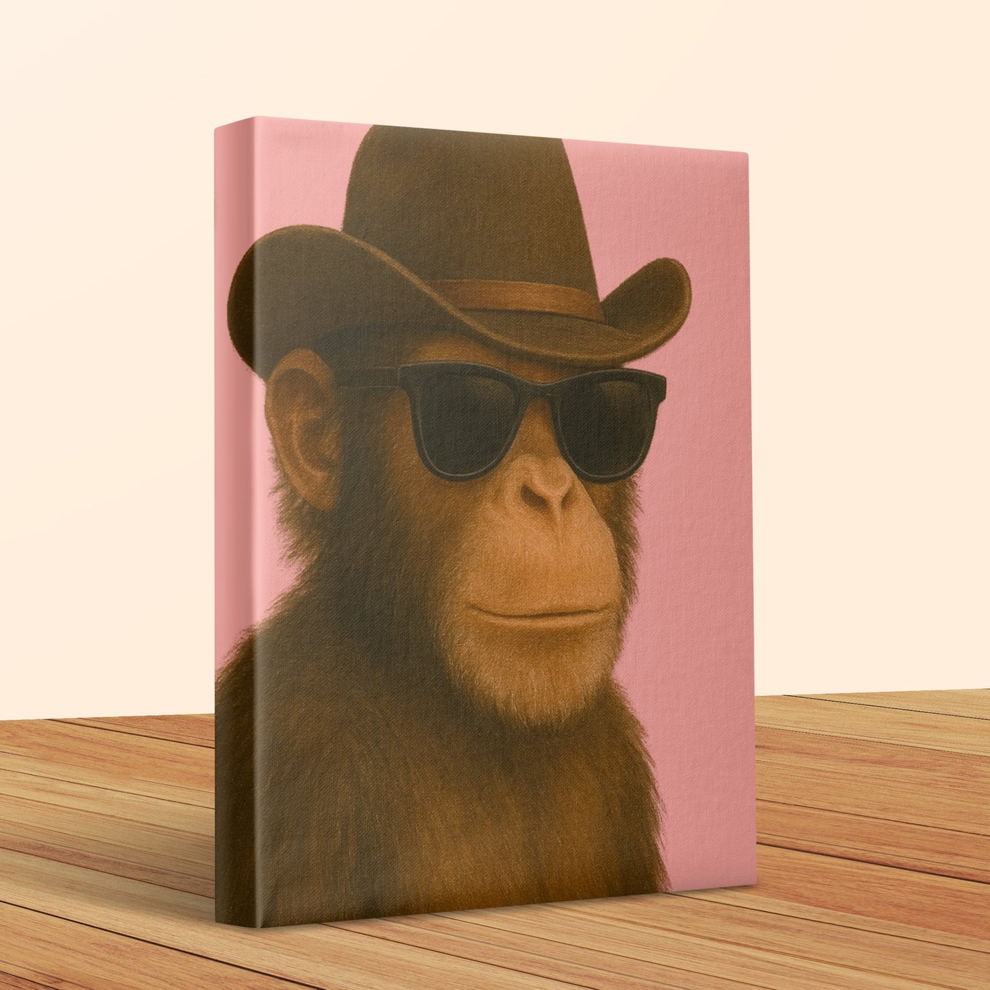Monkey in Hat and Sunglasses Canvas Print, Quirky Home Decor Wall Art, Unique Animal Artwork for Living Room