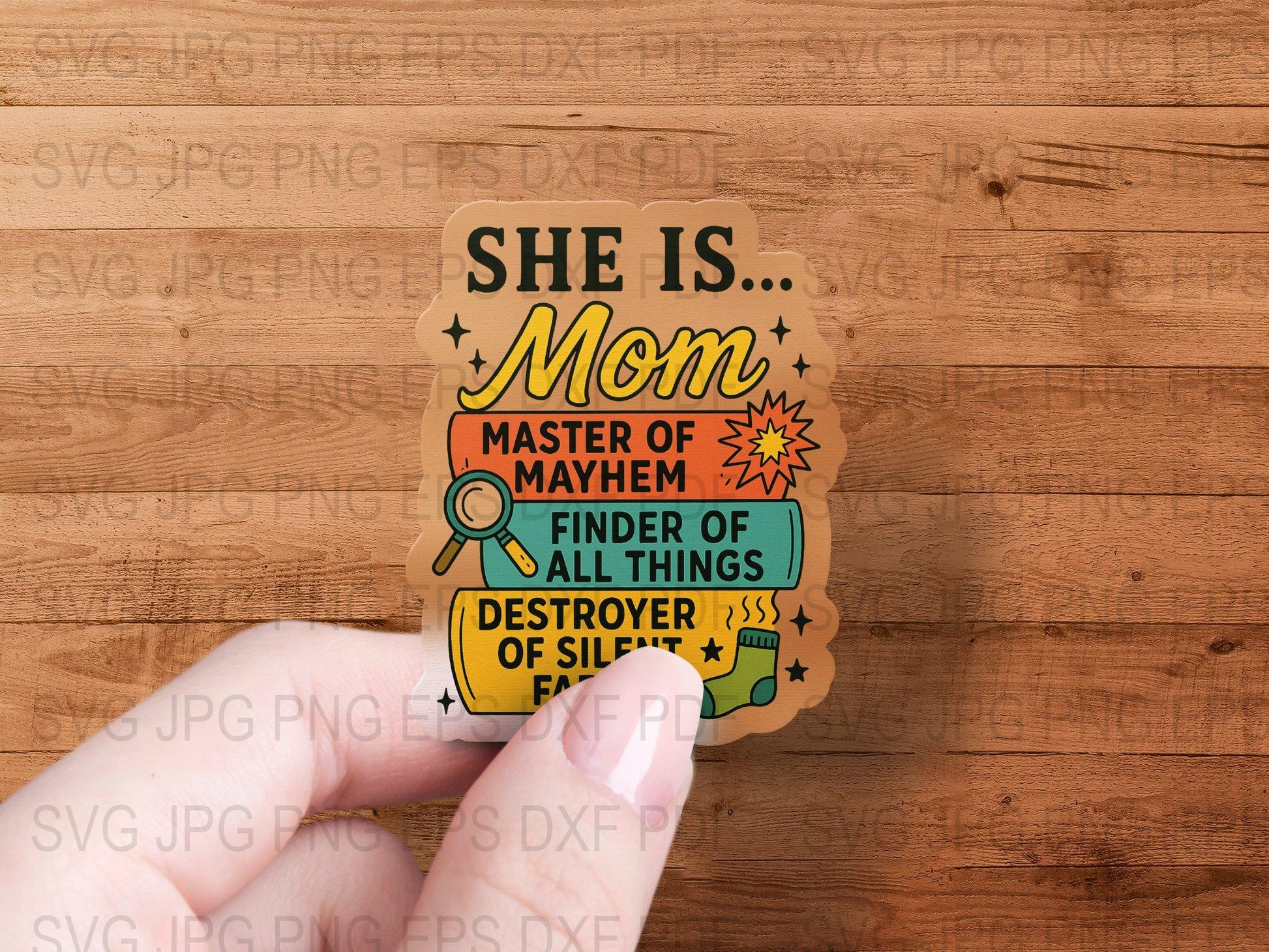 Mom Master of Mayhem Vinyl Sticker, Motivational Quote, Funny Mother's Day Gift, Colorful Laptop Decal