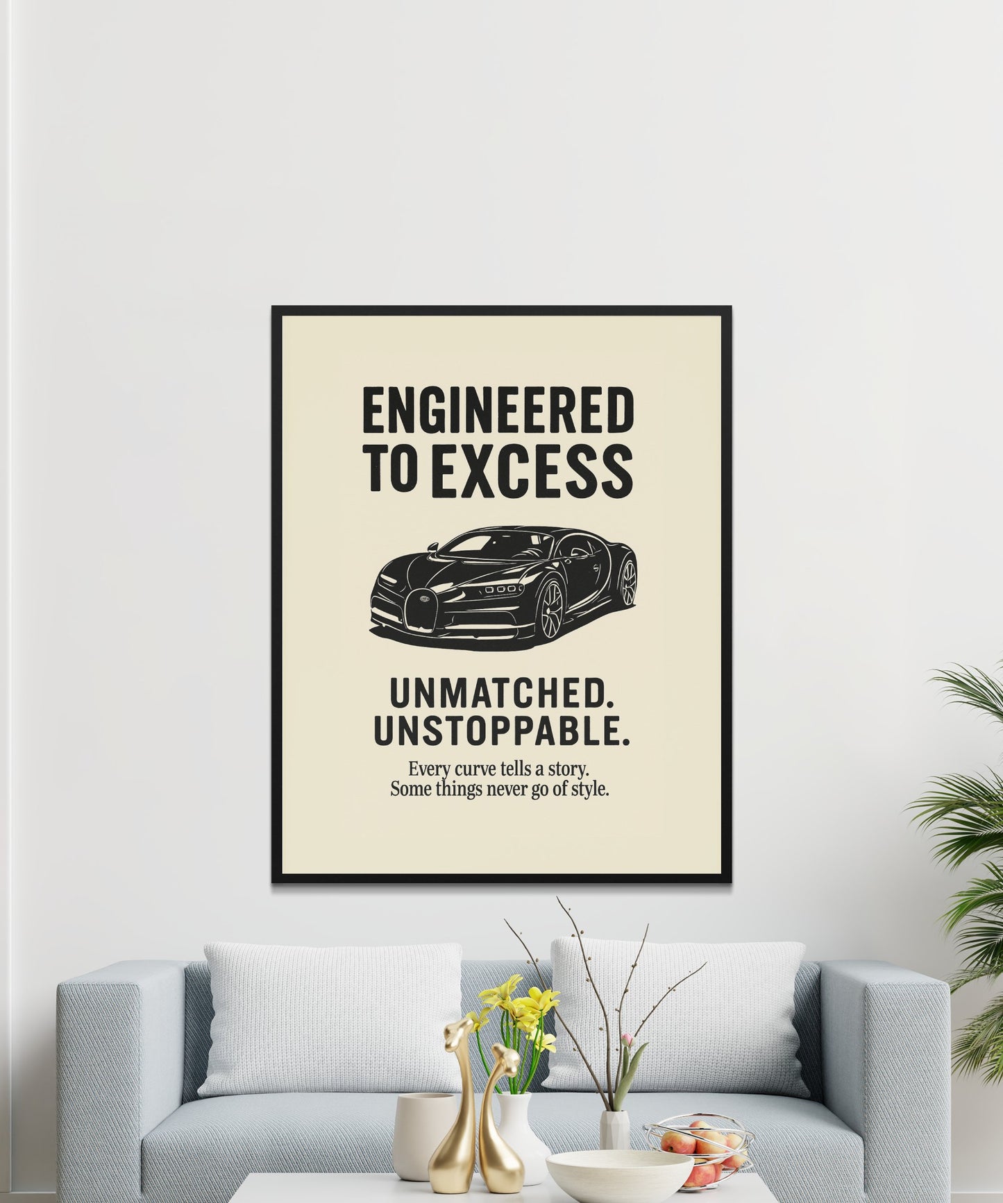 Engineered to Excess Car Poster, Unmatched Unstoppable Wall Art, Modern Home Decor, Minimalist Living Room, Office Artwork, Gift for Car