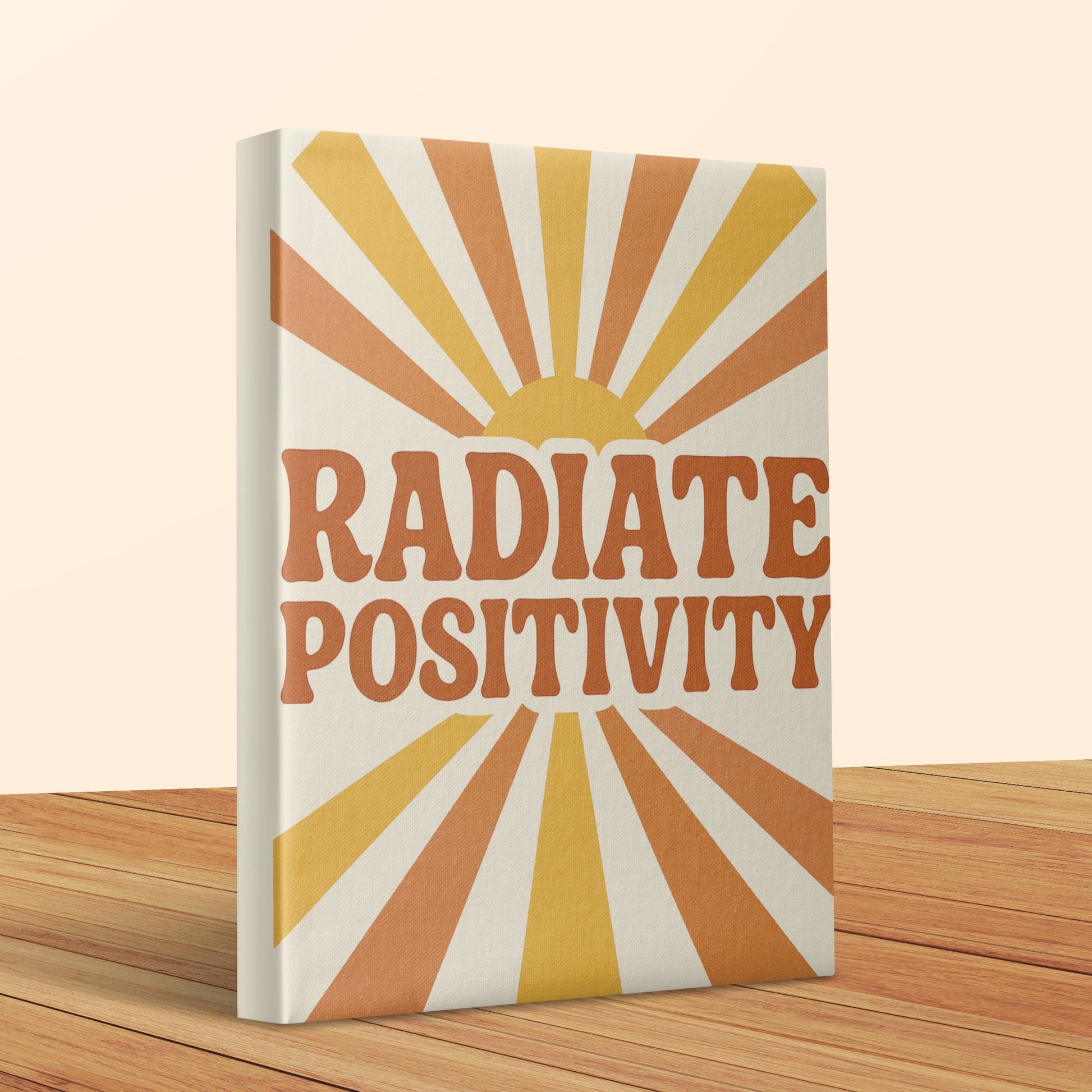 Radiate Positivity Canvas Wall Art, Inspirational Quote, Sunburst Design, Home Decor, Bright Colors, Modern Wall Hanging, Office Decor