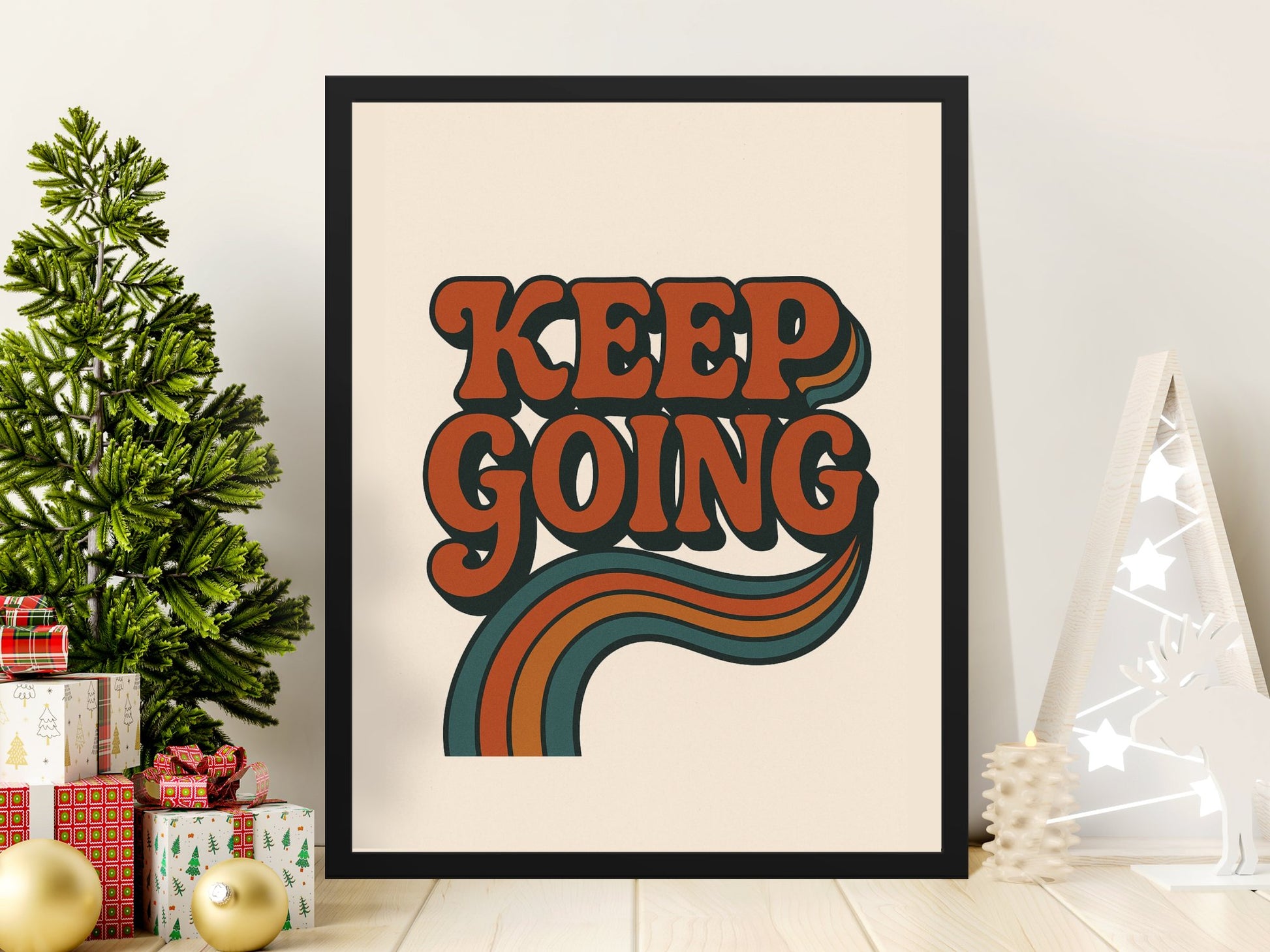 Motivational Poster 'Keep Going' Vintage Style Wall Art for Home Office Decor