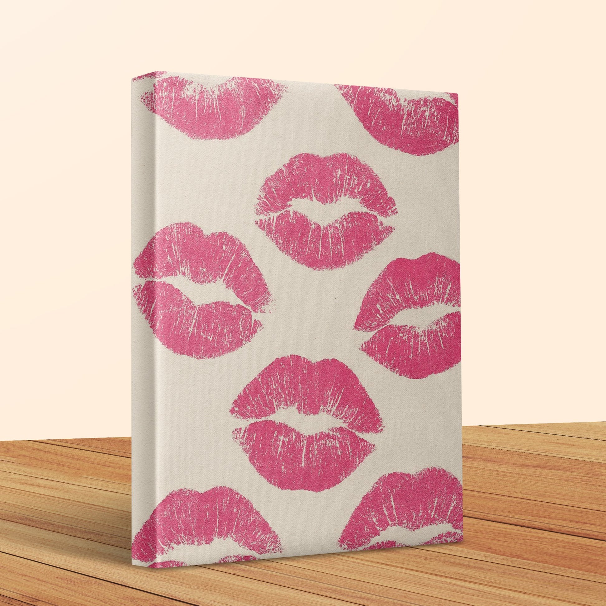 Pink Kiss Print Canvas, Lipstick Marks Wall Art, Romantic Gift, Home Decor, Bedroom Artwork, Stylish Interior Design, Feminine Decor