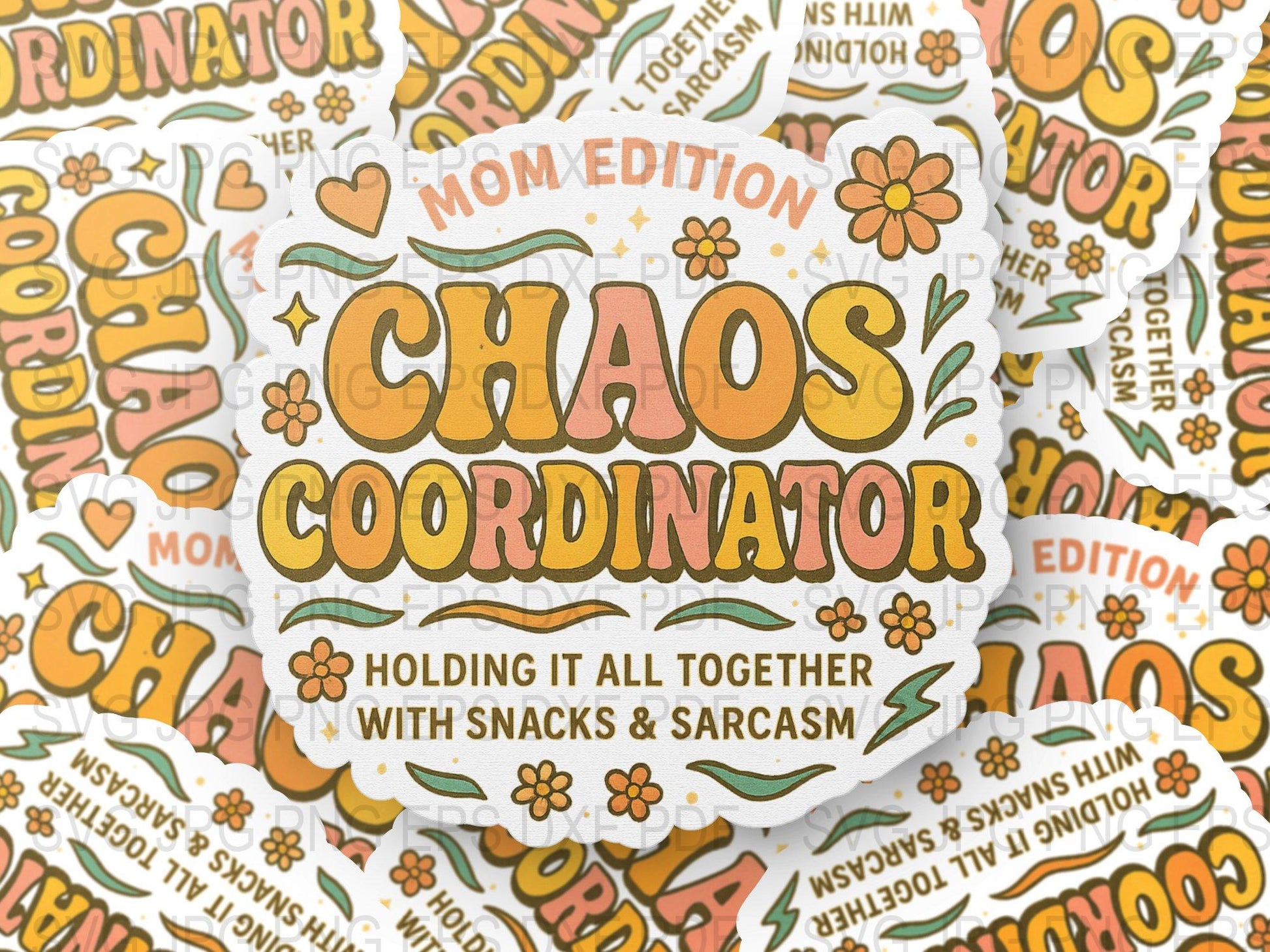 Chaos Coordinator Stickers, Mom Edition - Funny, Colorful, Floral Design, Perfect for Journals and Planners
