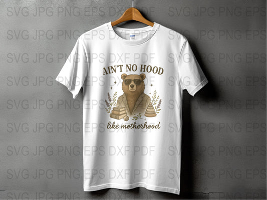 Motherhood Bear T-Shirt, Funny Mom Life Shirt, Cute Mama Bear Tee, Mother's Day Gift, Women's Graphic Top, White Cotton Shirt