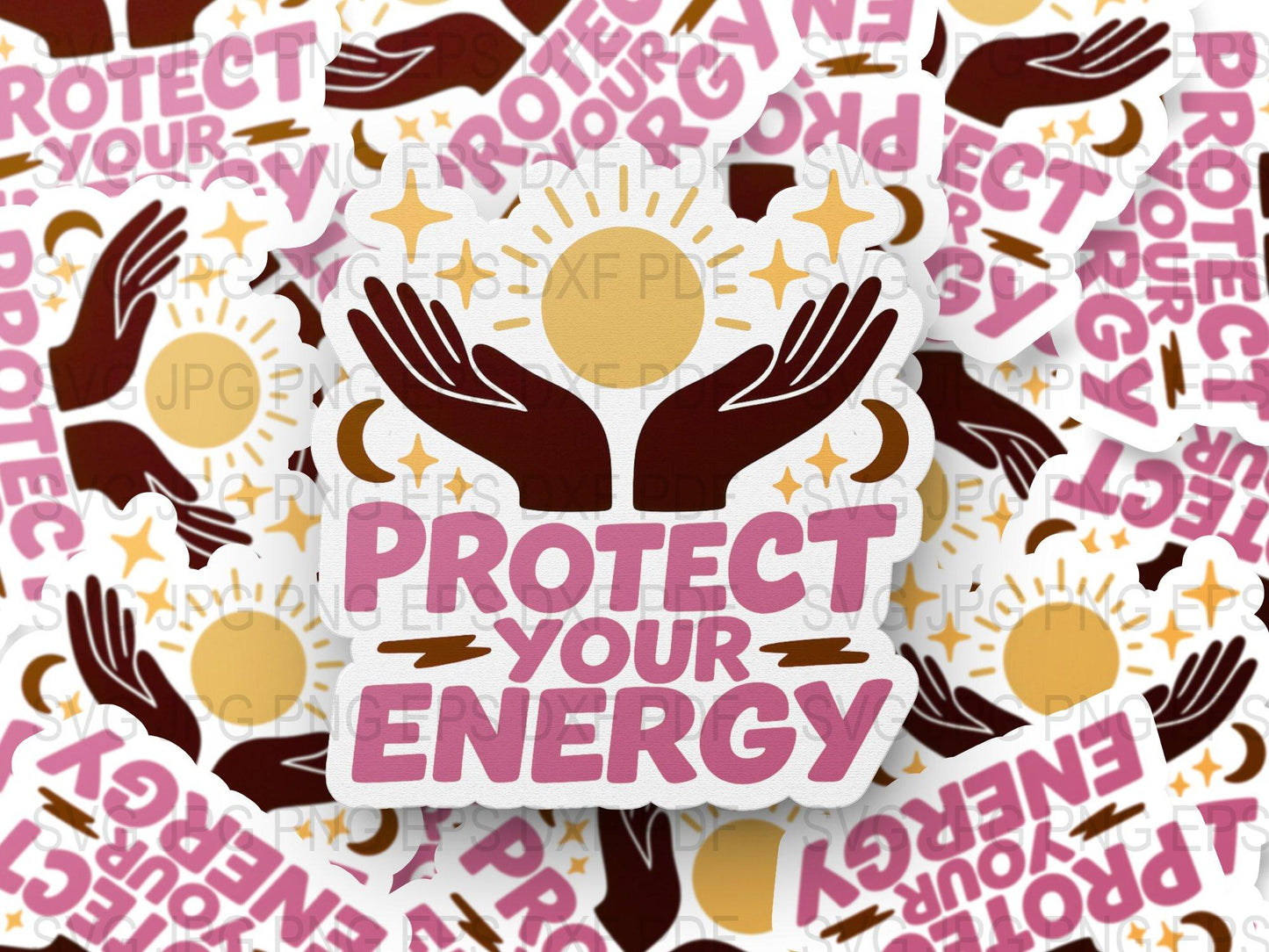 Protect Your Energy Sticker, Positive Message, Motivational Decal, Laptop and Water Bottle Decoration, Self-Care Reminder Stickers