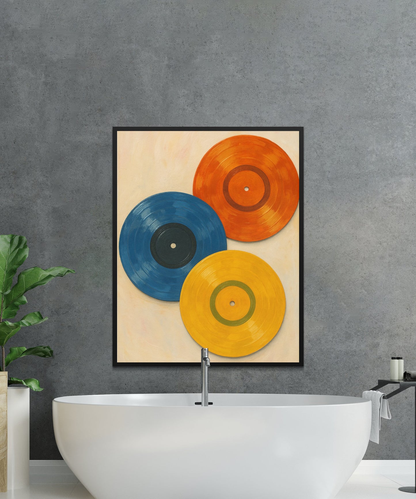 Abstract Vinyl Record Art Print, Colorful Wall Decor, Modern Music Themed Artwork for Home