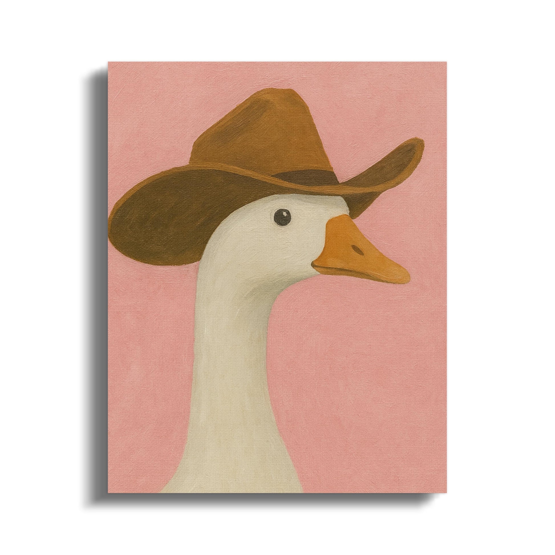 Rustic Cowboy Hat Duck Canvas Print, Farmhouse Wall Art, Western Theme Decor, Animal Painting, Quirky Home Decor, Unique Gift Idea