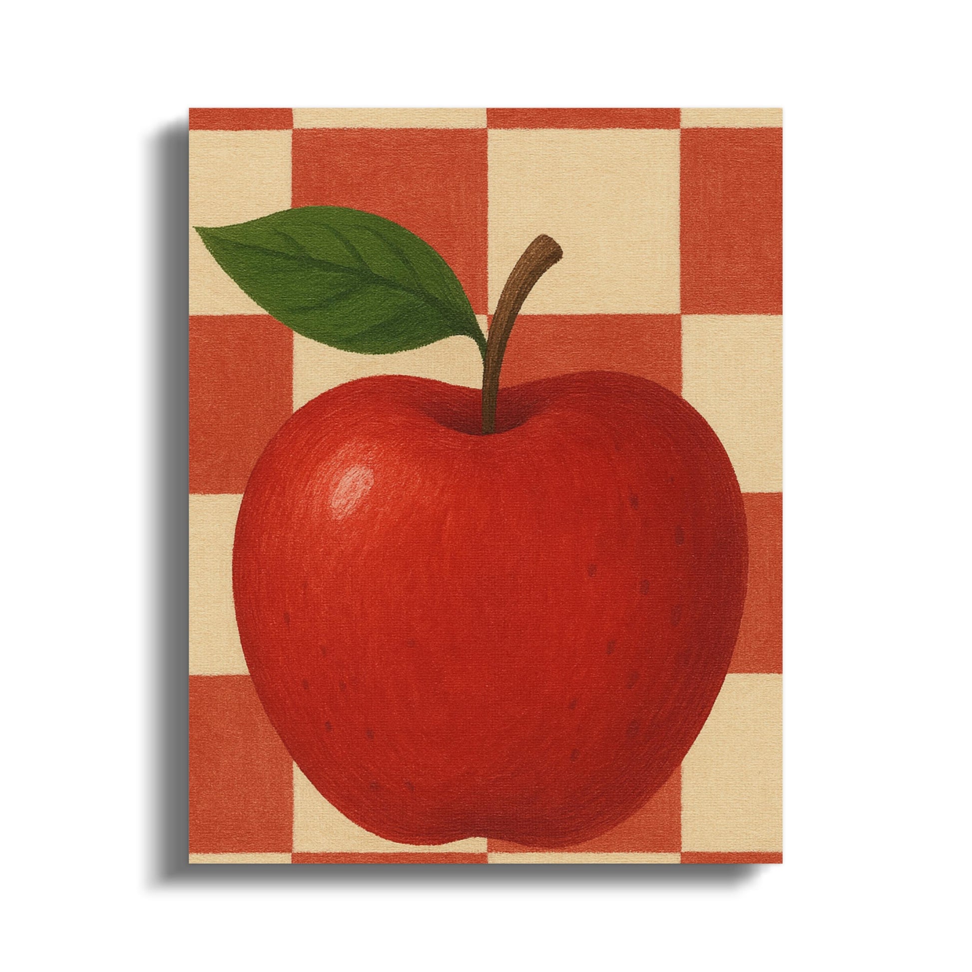 Vintage Apple Painting, Rustic Kitchen Wall Art, Red Apple Print, Farmhouse Decor, Autumn Fruit Canvas