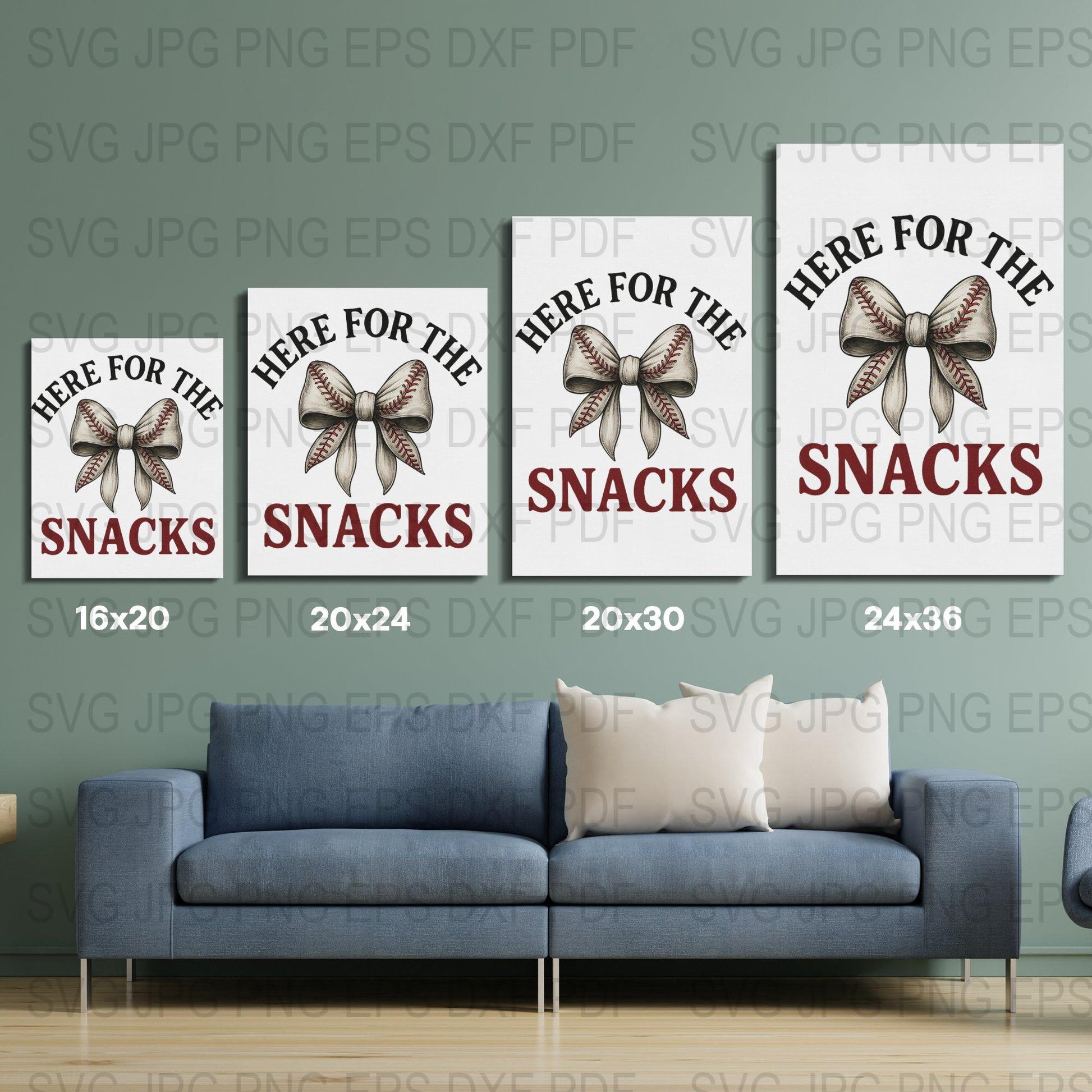 Here for the Snacks Wall Art Prints, Modern Kitchen Decor, Set of Three Canvas Posters, Living Room Decoration, Foodie Gift Idea
