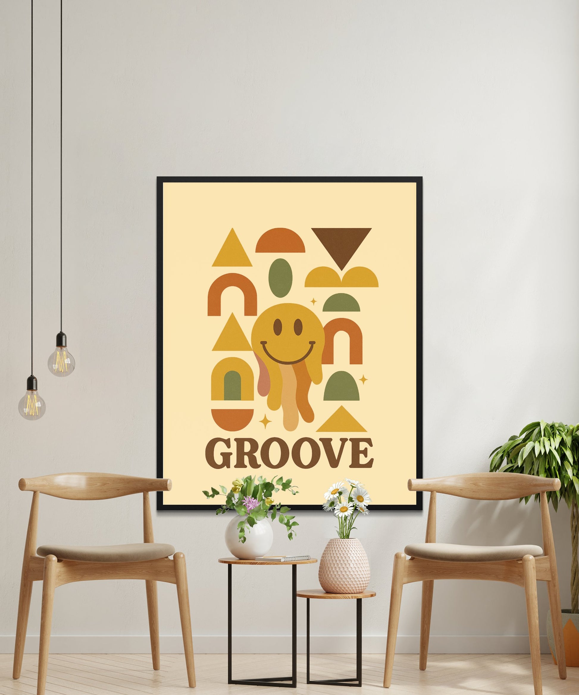 Modern Abstract Groove Art Print, Retro Style Wall Decor, Colorful Minimalist Poster for Living Room or Office