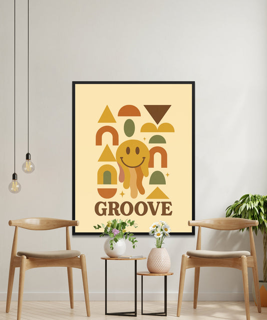 Modern Abstract Groove Art Print, Retro Style Wall Decor, Colorful Minimalist Poster for Living Room or Office