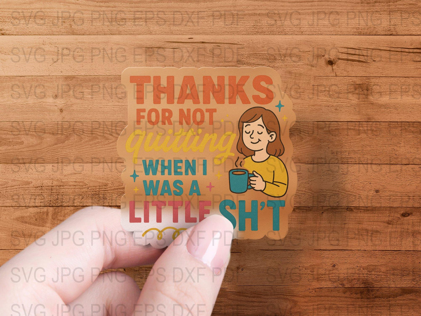 Funny Appreciation Sticker, Comic Girl with Coffee, Thank You Gift, Quirky Decor, Novelty Stationery, Unique Saying, Die-Cut Vinyl Decal