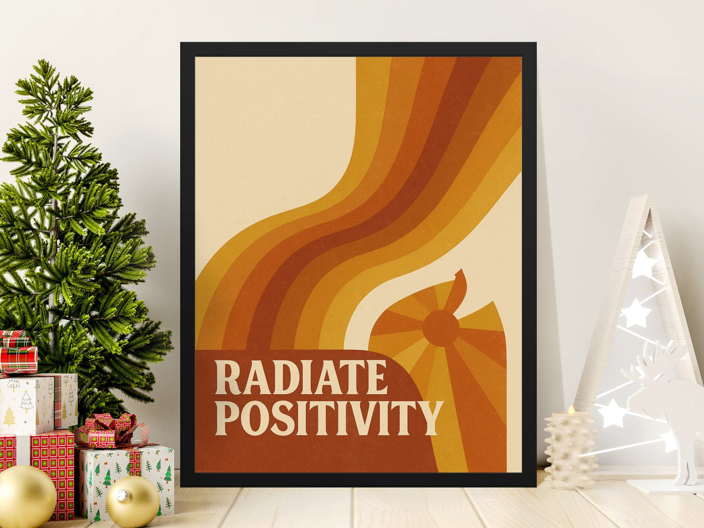 Vintage Style Radiate Positivity Poster, Retro Wall Art, Inspirational Quote Print, Home Decor, Office Decoration, Gift Idea