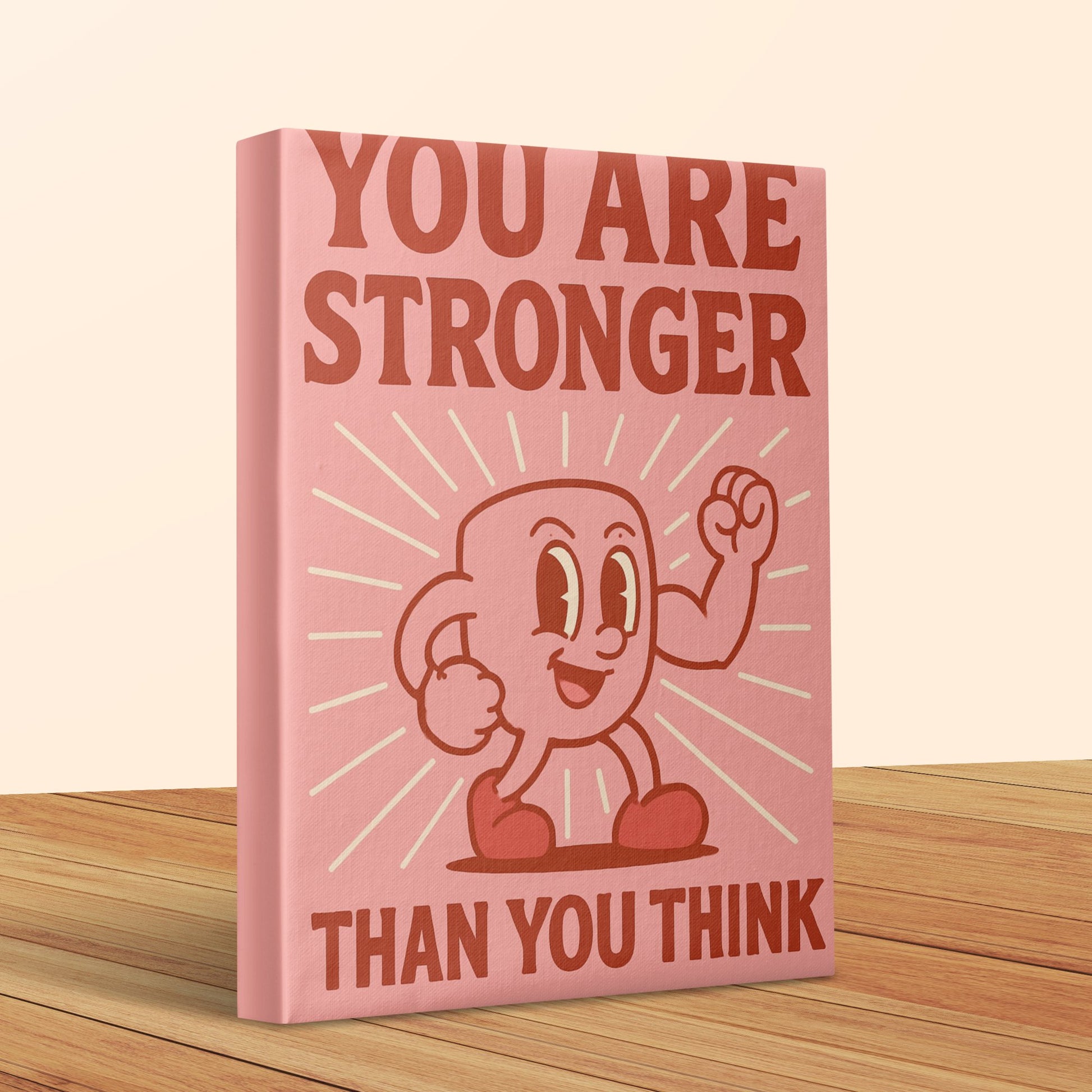 Inspirational Quote Canvas Art, 'You Are Stronger Than You Think' Pink Motivational Wall Decor, Uplifting Gift Idea