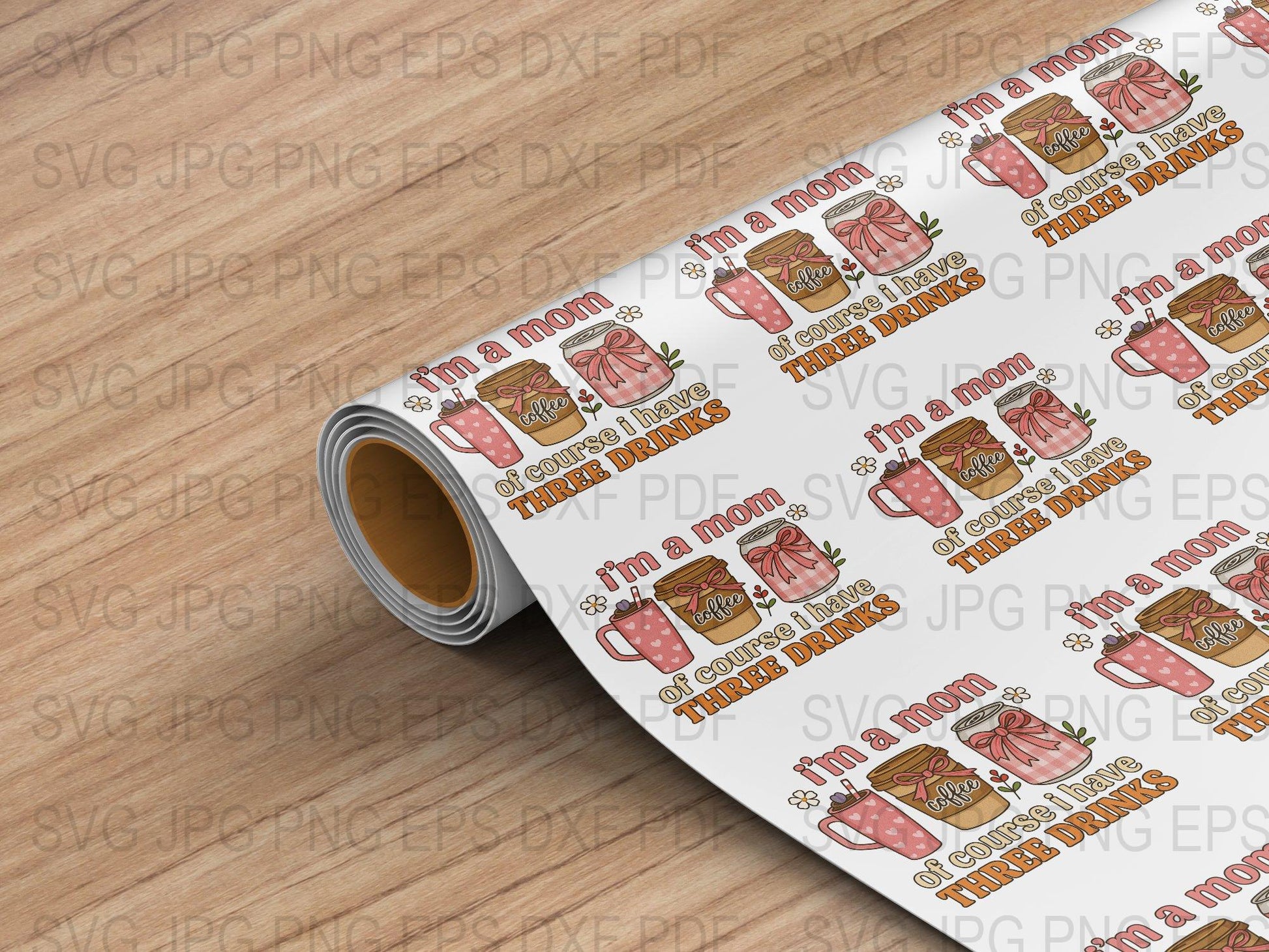 Mom Life SVG, PNG, EPS, DXF Cutting Files Bundle, Coffee and Wine Theme Digital Download for DIY Projects and Crafts