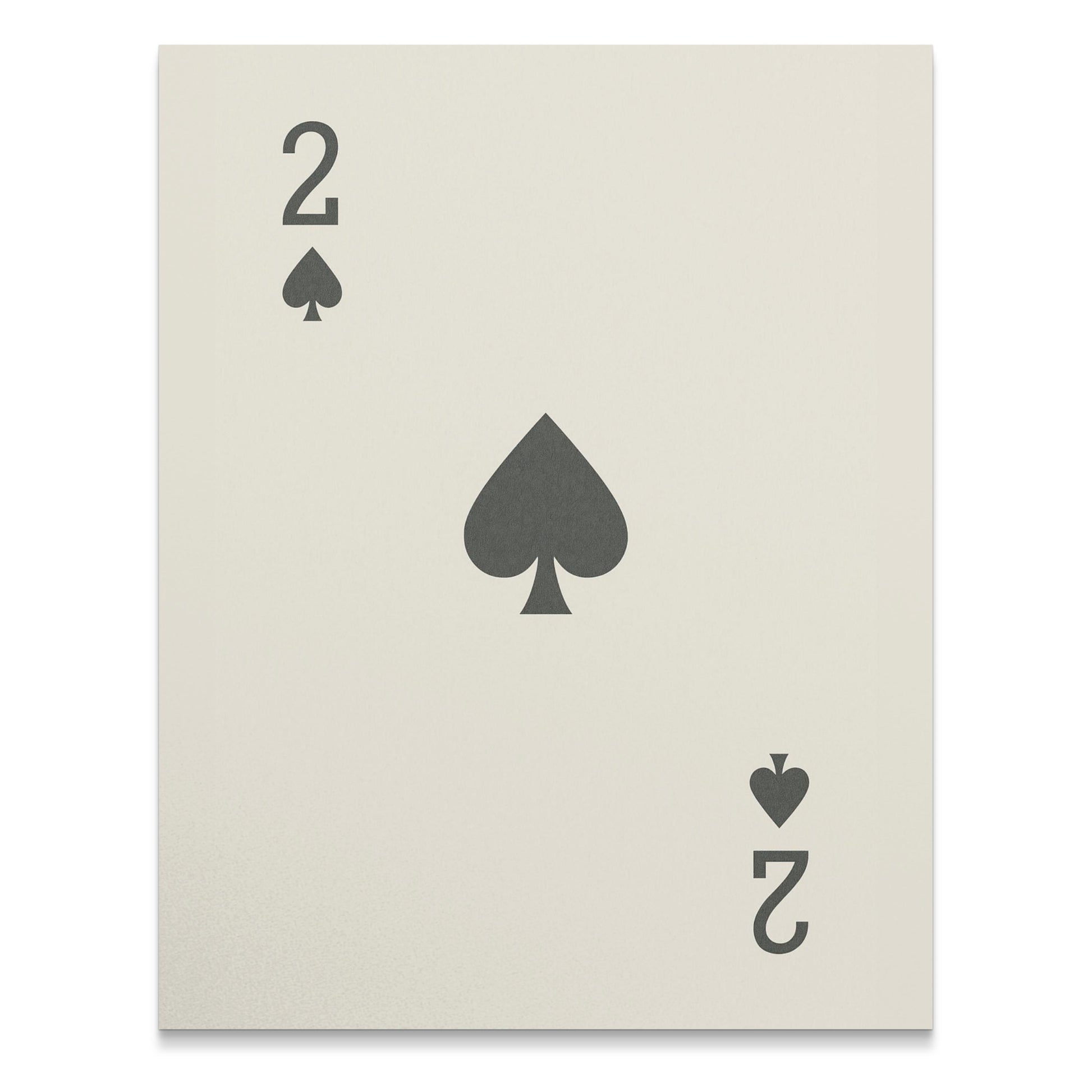 Vintage Two of Spades Playing Card, Minimalist Wall Art, Classic Card Decor, Game Room Artwork, Neutral Colors, Gift for Card Players