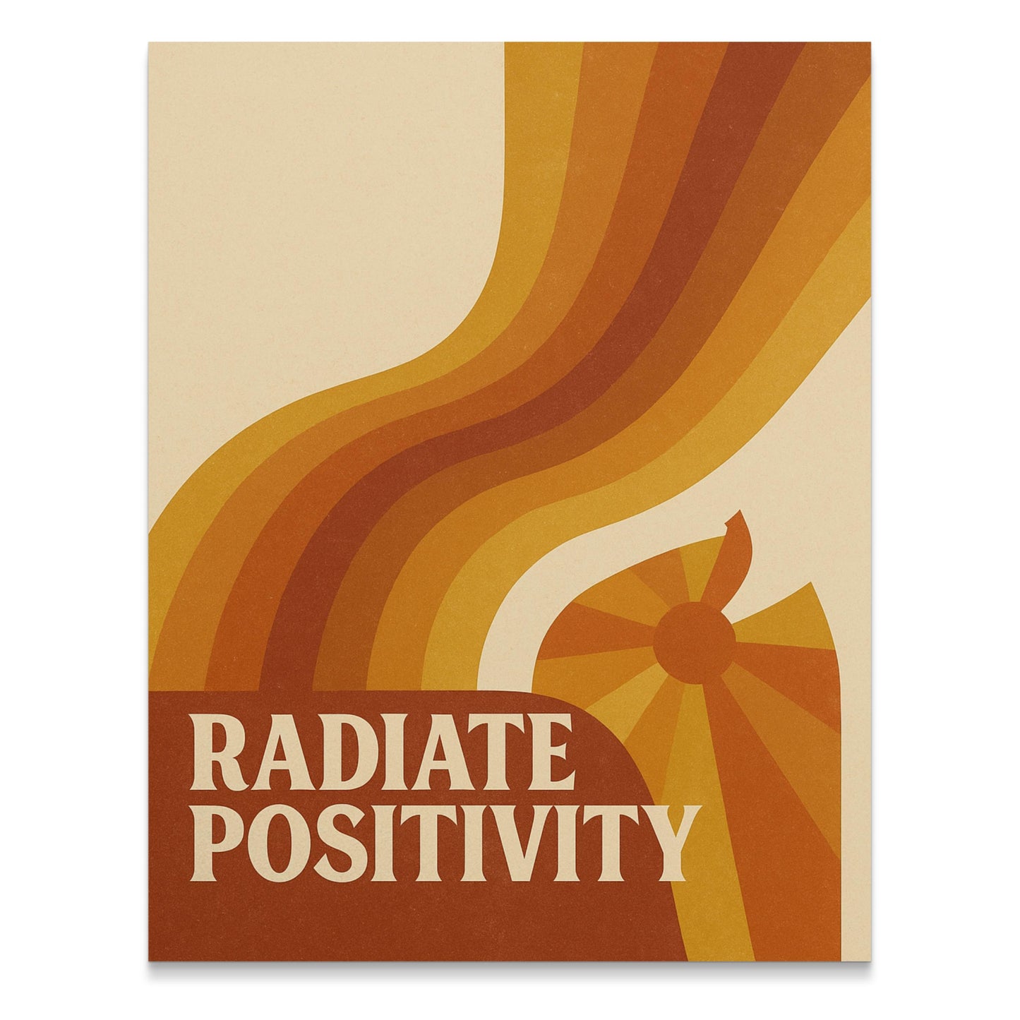 Radiate Positivity Vintage Poster, Retro Wall Art, Inspirational Quote Print, Mid-Century Modern Decor, Office and Home Artwork