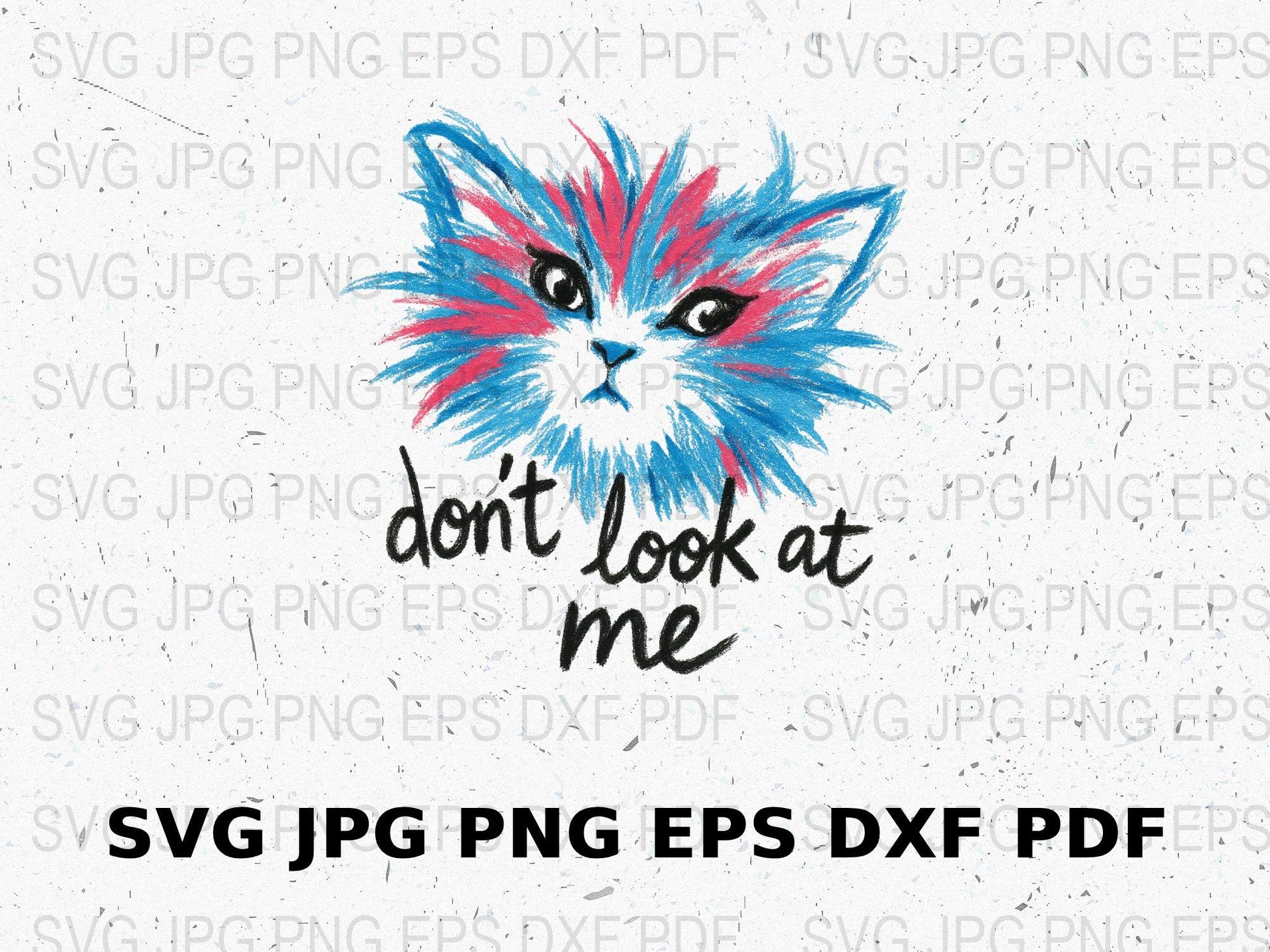 Colorful Cat Art Digital Download, Abstract Feline SVG, PNG, JPG, EPS, DXF Files for Crafting