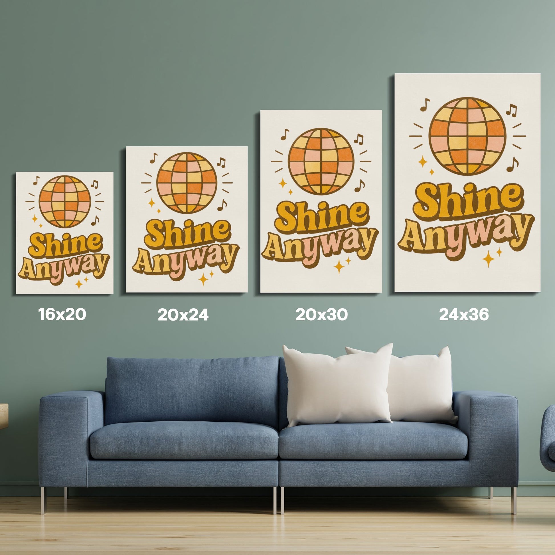 Shine Anyway Motivational Quote Wall Art Canvas Set, Modern Home Decor, Multiple Sizes Available