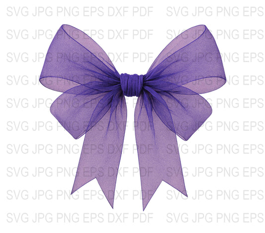 Purple Bow Clipart, Digital Download, SVG, PNG, JPG, DXF, PDF Files, Large Bow Design, Craft Supplies, Printable Graphic, DIY Projects