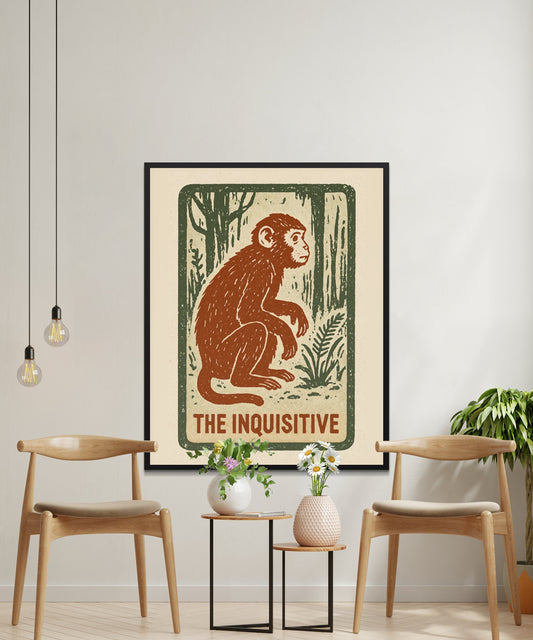 Vintage Monkey Art Print, Rustic Wall Decor, Antique Animal Illustration, Nature Inspired Home Decoration, Unique Gift Idea