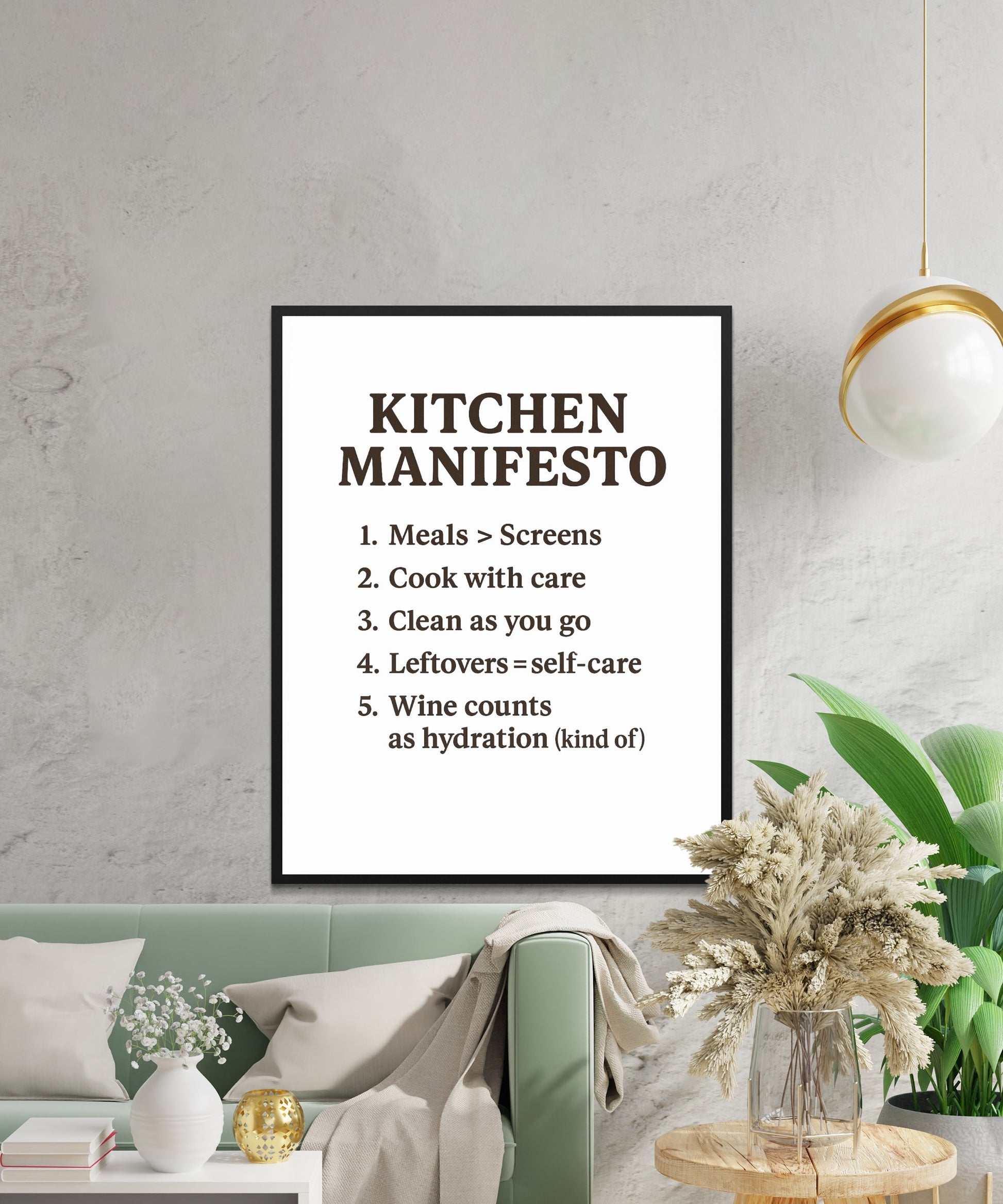 Kitchen Manifesto Poster, Modern Wall Art, Minimalist Dining Room Decor, Inspirational Meal Quotes