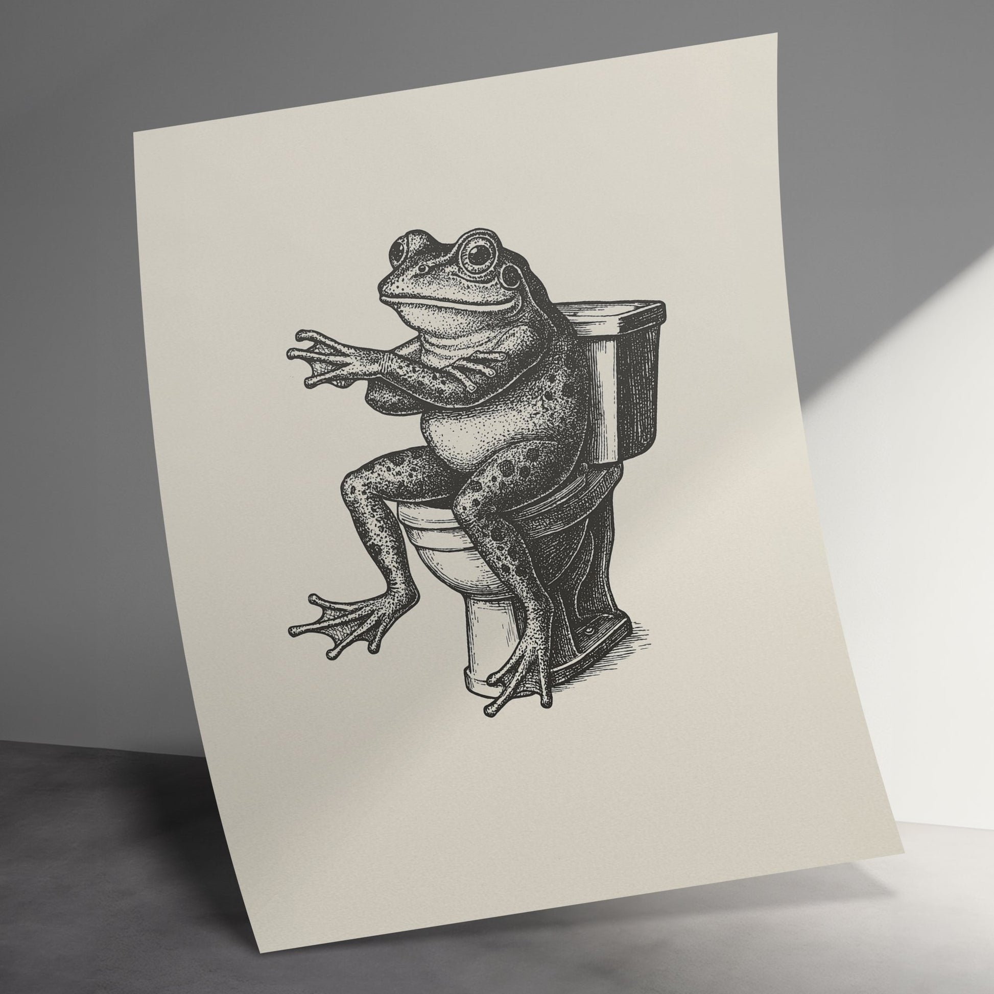 Vintage Style Frog Illustration Art Print, Classic Monochrome Drawing, Wall Decor, Nature Inspired, Unique Home Decoration, Animal Sketch
