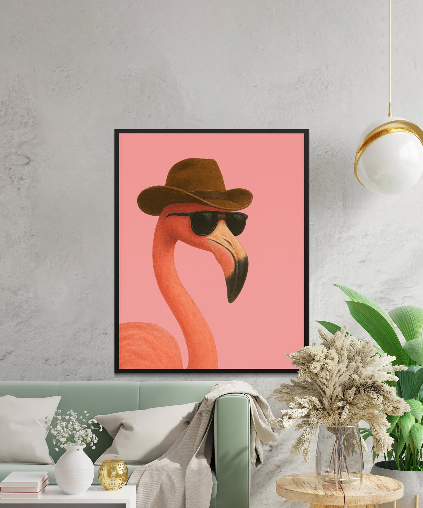 Funky Flamingo Wall Art, Cool Animal Print, Stylish Home Decor, Unique Gift, Large Poster