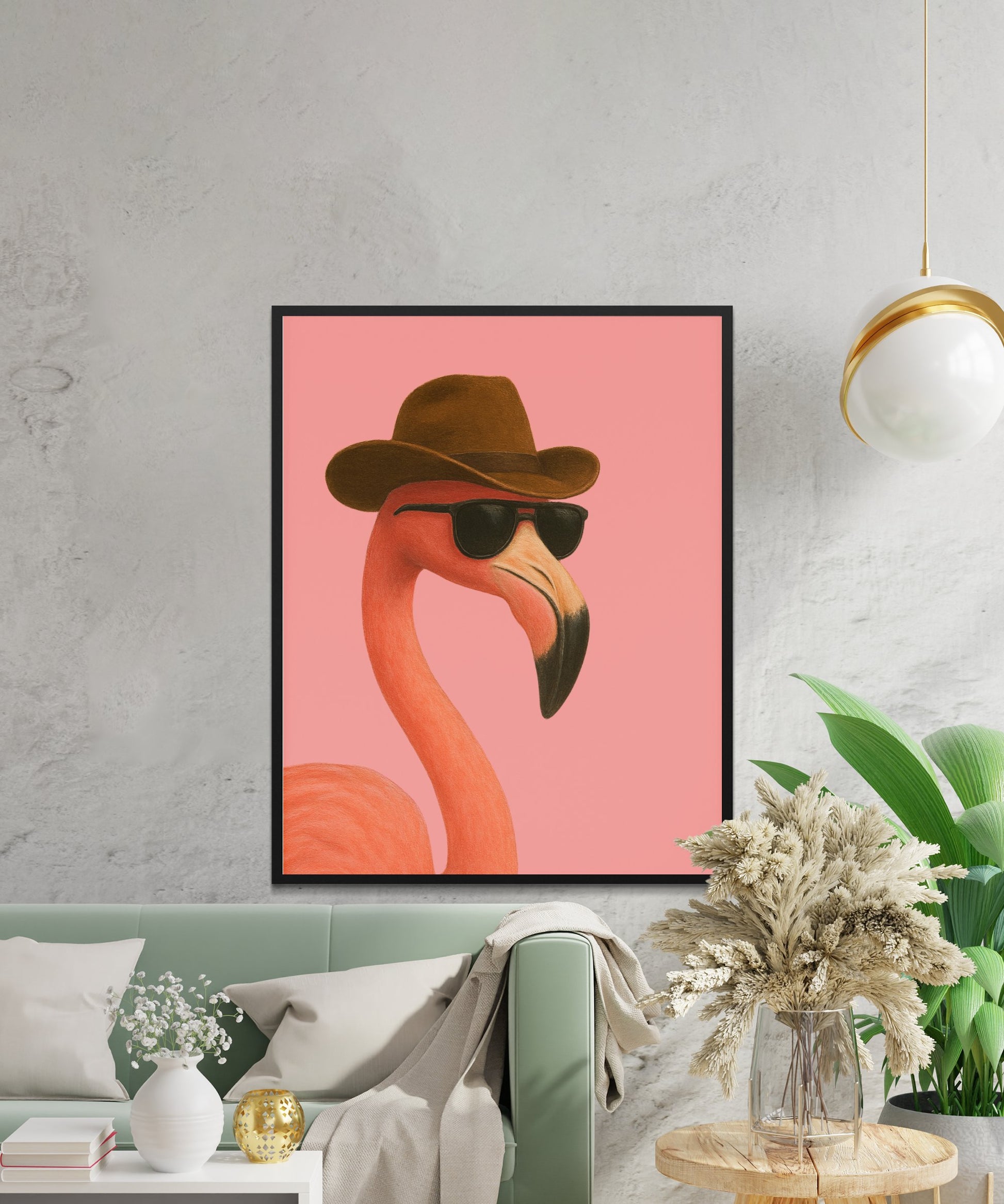 Funky Flamingo Wall Art, Cool Animal Print, Stylish Home Decor, Unique Gift, Large Poster