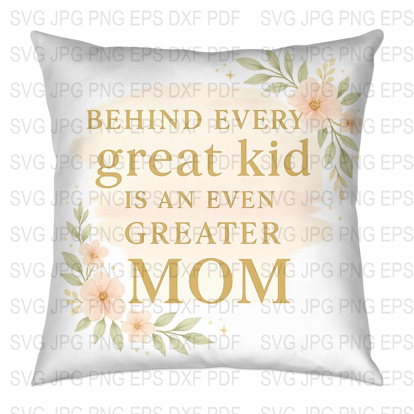 Great Mom Floral Pillow, Inspirational Quote Cushion, Mother's Day Gift Idea, Home Decor