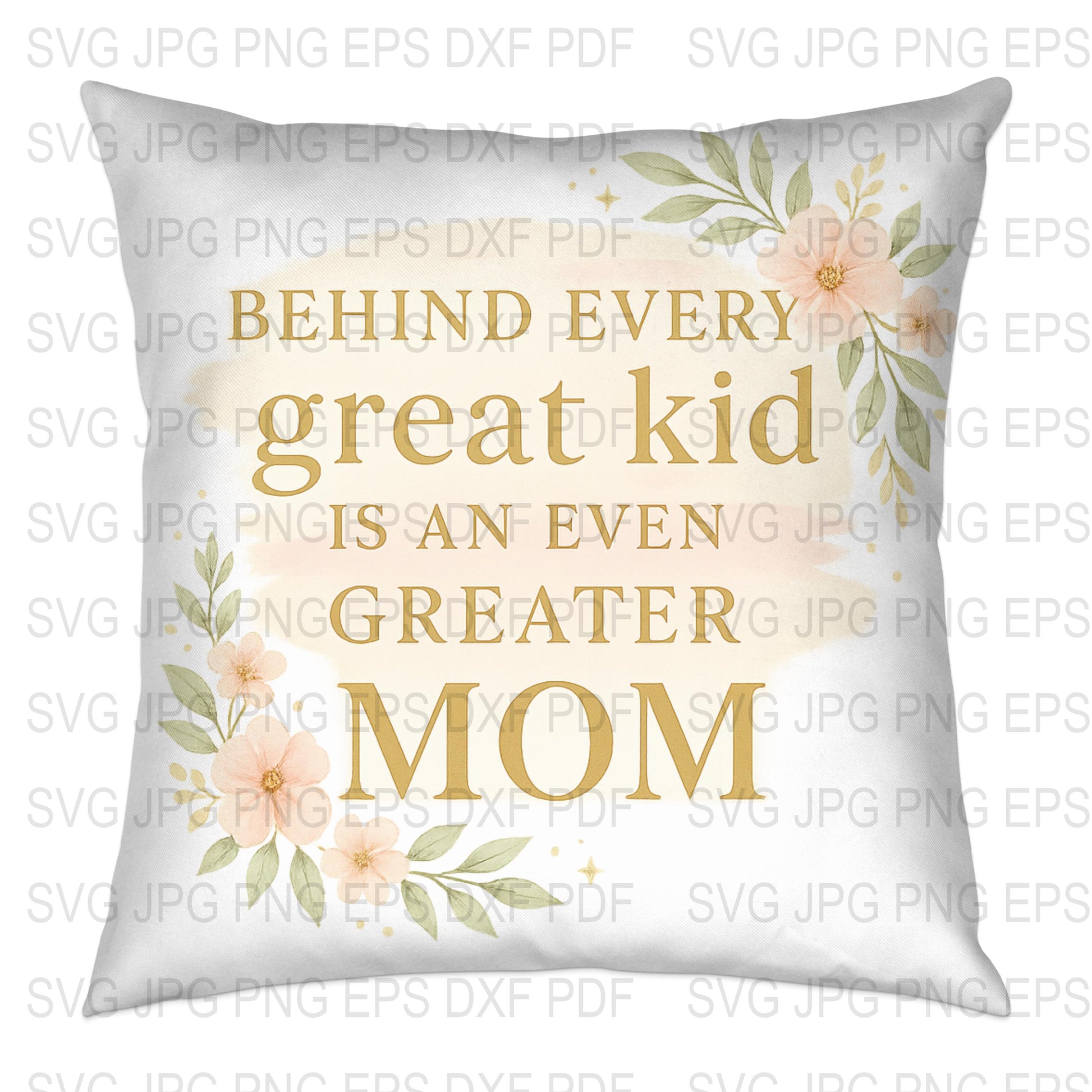 Great Mom Floral Pillow, Inspirational Quote Cushion, Mother's Day Gift Idea, Home Decor