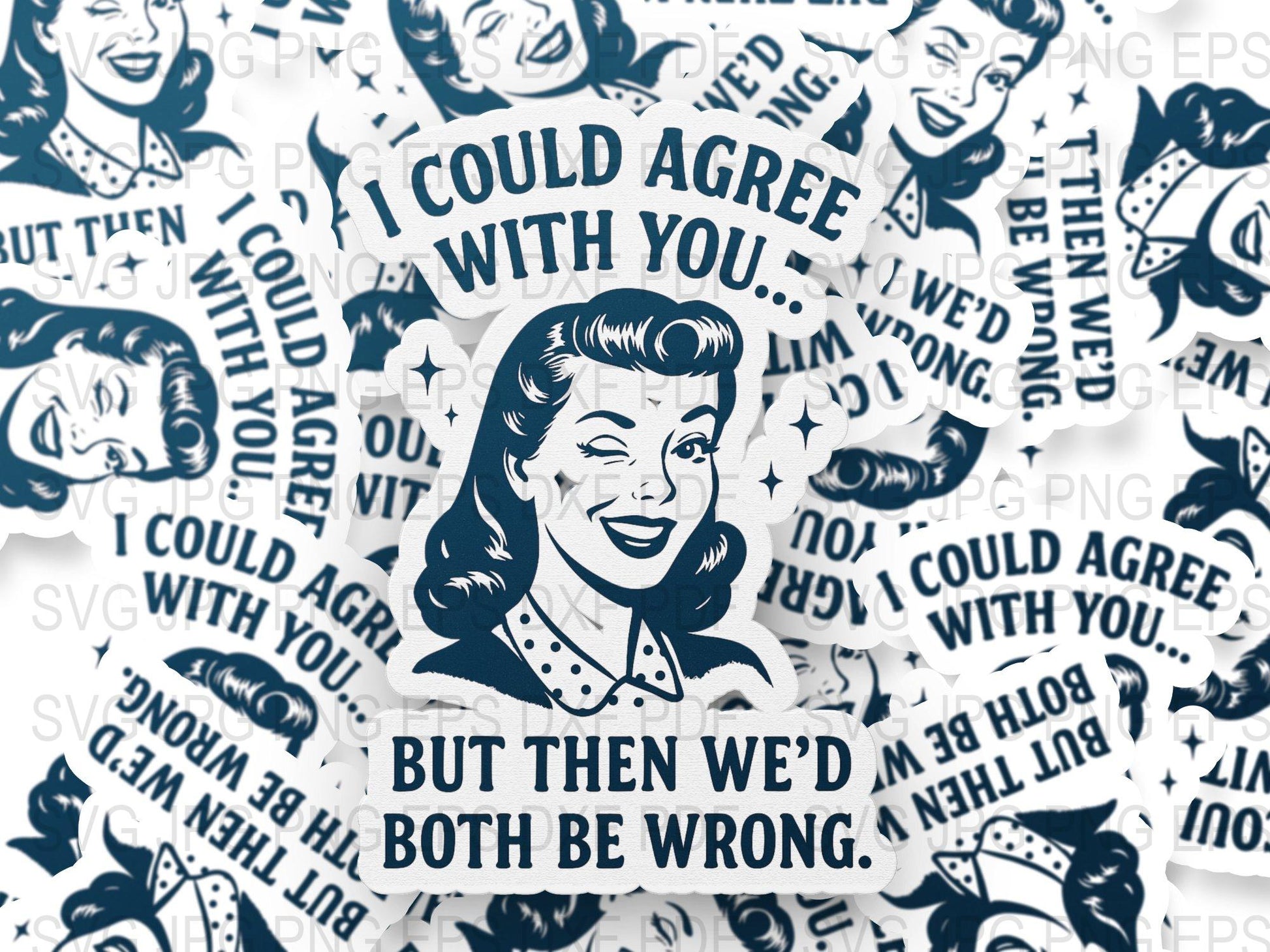 Vintage Retro Woman Stickers, Funny Sarcastic Quote Decals, Bulk Sticker Pack, Mid-Century Design, Craft Supplies, Scrapbooking Stickers