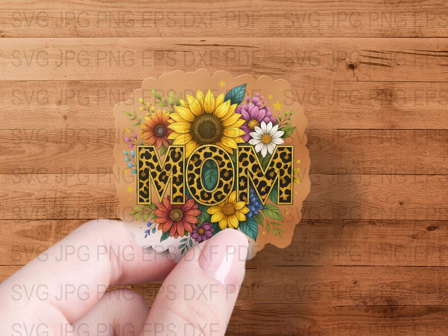 Sunflower Mom SVG, Floral Mother's Day Gift, Digital Download PNG, JPEG, DXF Files, Craft Project, DIY Card Making, Scrapbooking Decor