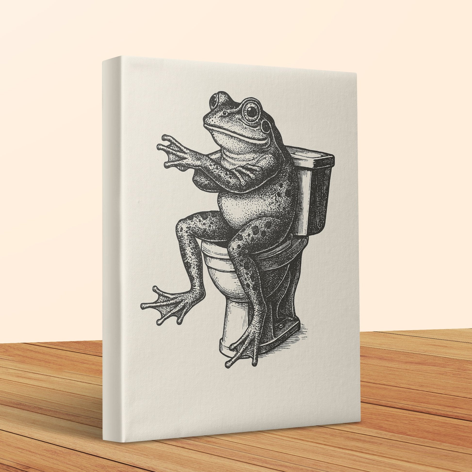 Vintage Frog Illustration Canvas Print, Classical Amphibian Art Decor, Quirky Animal Wall Hanging