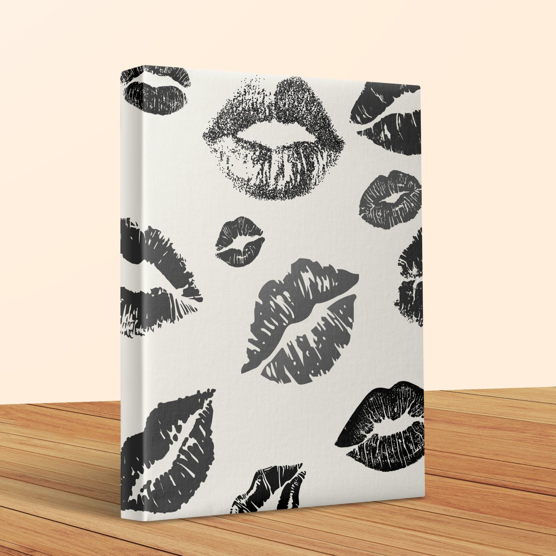 Black and White Kiss Lip Prints Canvas Wall Art, Modern Romantic Home Decor, Stylish Bedroom Graphic Artwork