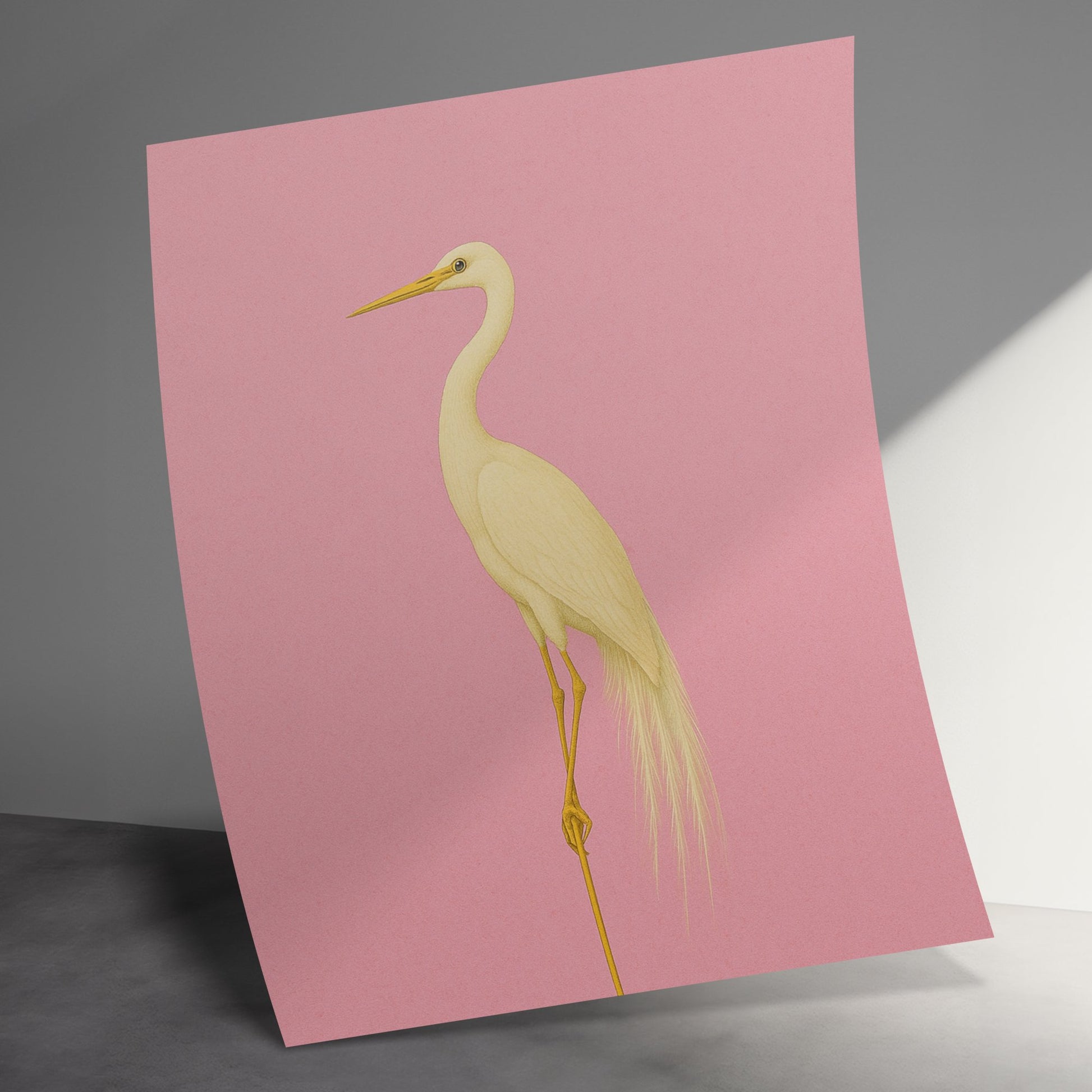 Elegant White Egret Art Print, Minimalist Bird Illustration, Large Wall Decor, Nature Inspired Artwork