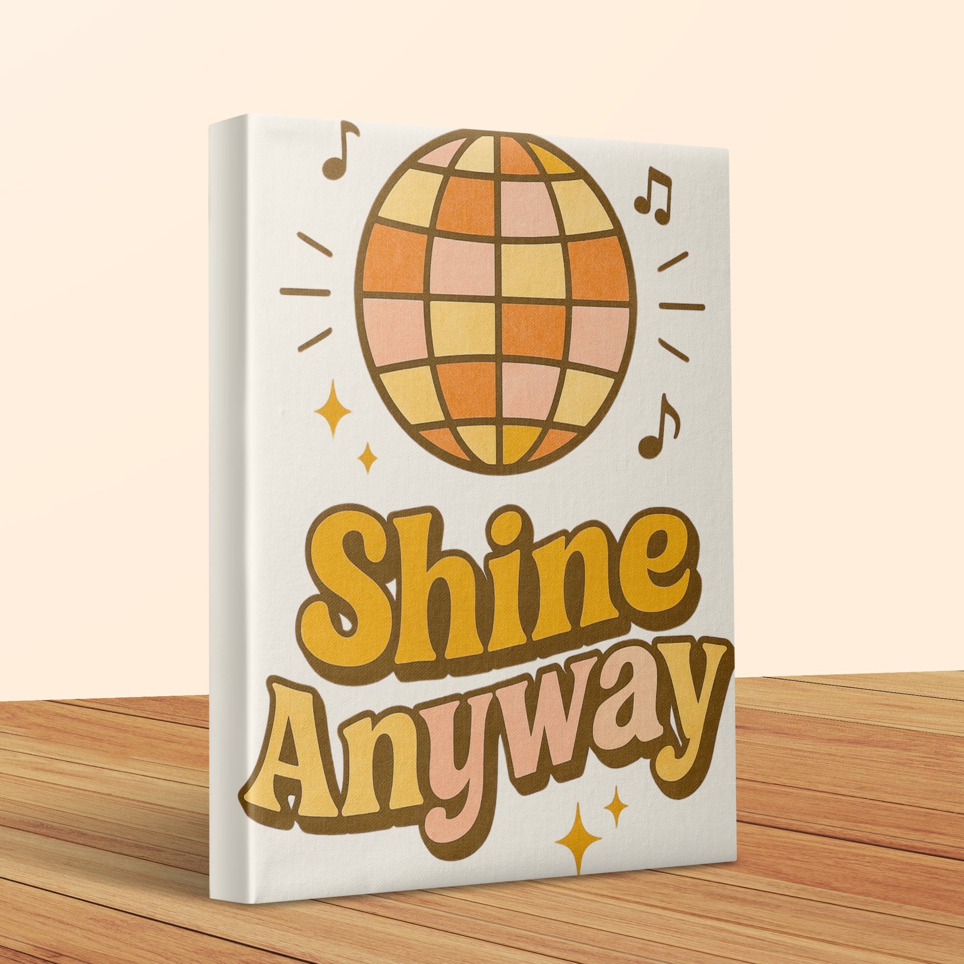 Inspirational Canvas Wall Art, 'Shine Anyway' Motivational Quote, Music Note and Globe Design, Home Decor