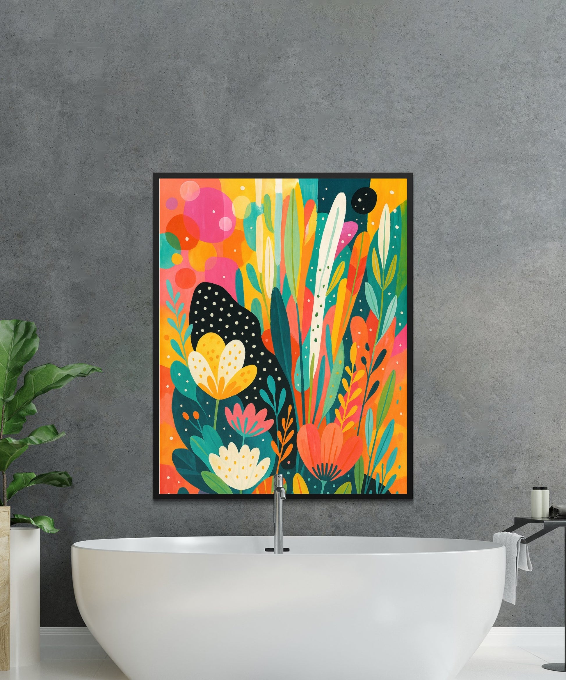 Colorful Abstract Wall Art, Modern Floral Print, Vibrant Home Decor Poster, Bright Office Artwork