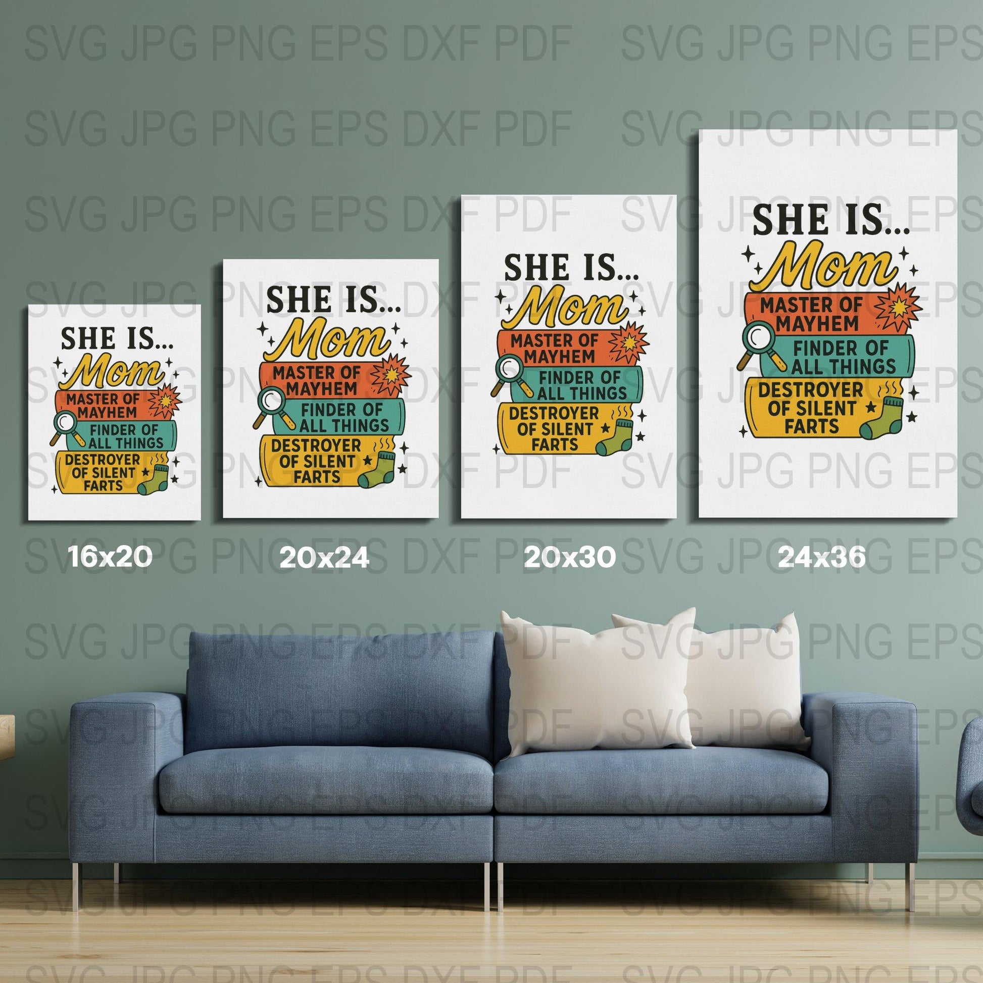 Mother's Day SVG Wall Art, Funny Mom Quote, Digital Download, Home Decor Files, SVG, JPG, PNG Formats Available